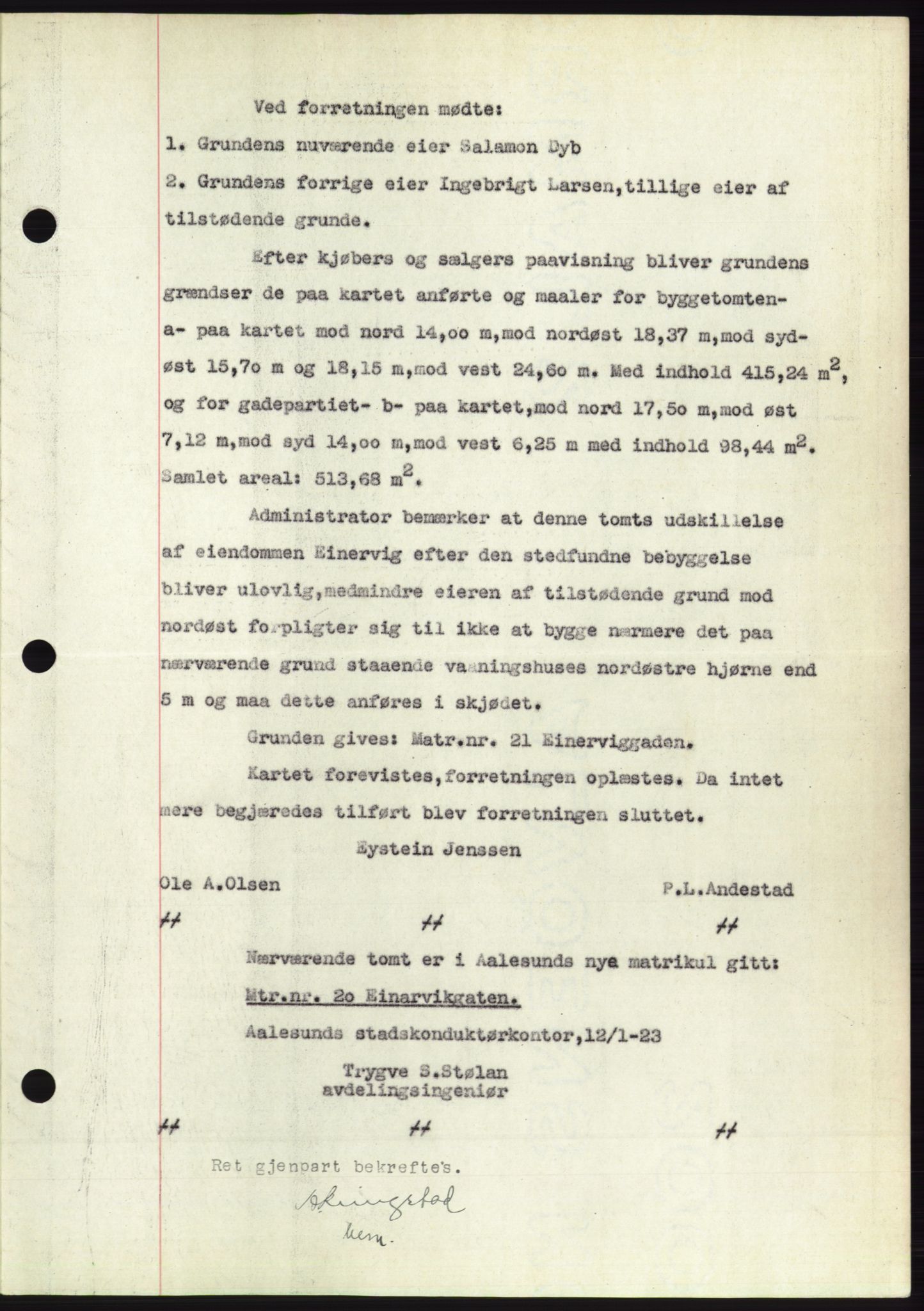 Ålesund byfogd, AV/SAT-A-4384: Mortgage book no. 30, 1932-1933, Deed date: 07.03.1933