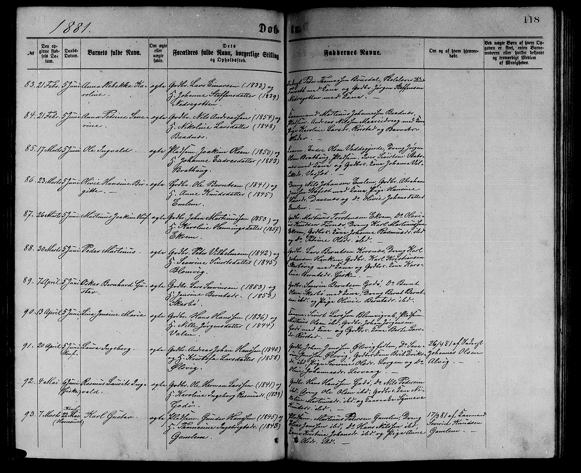 Ministerialprotokoller, klokkerbøker og fødselsregistre - Møre og Romsdal, SAT/A-1454/528/L0429: Parish register (copy) no. 528C10, 1872-1886, p. 118