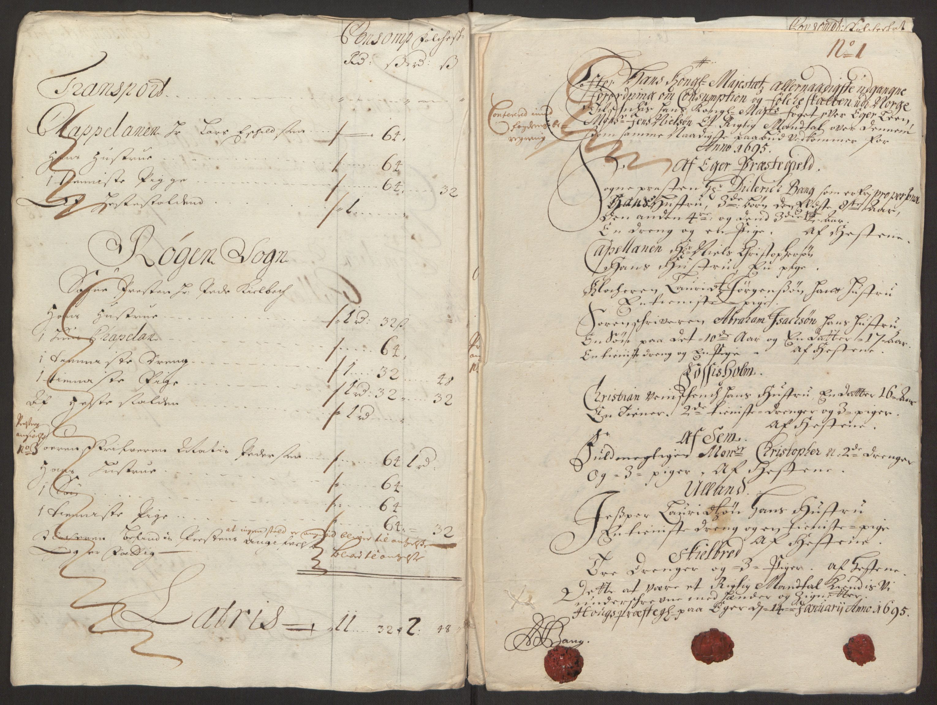Rentekammeret inntil 1814, Reviderte regnskaper, Fogderegnskap, RA/EA-4092/R30/L1694: Fogderegnskap Hurum, Røyken, Eiker og Lier, 1694-1696, p. 286