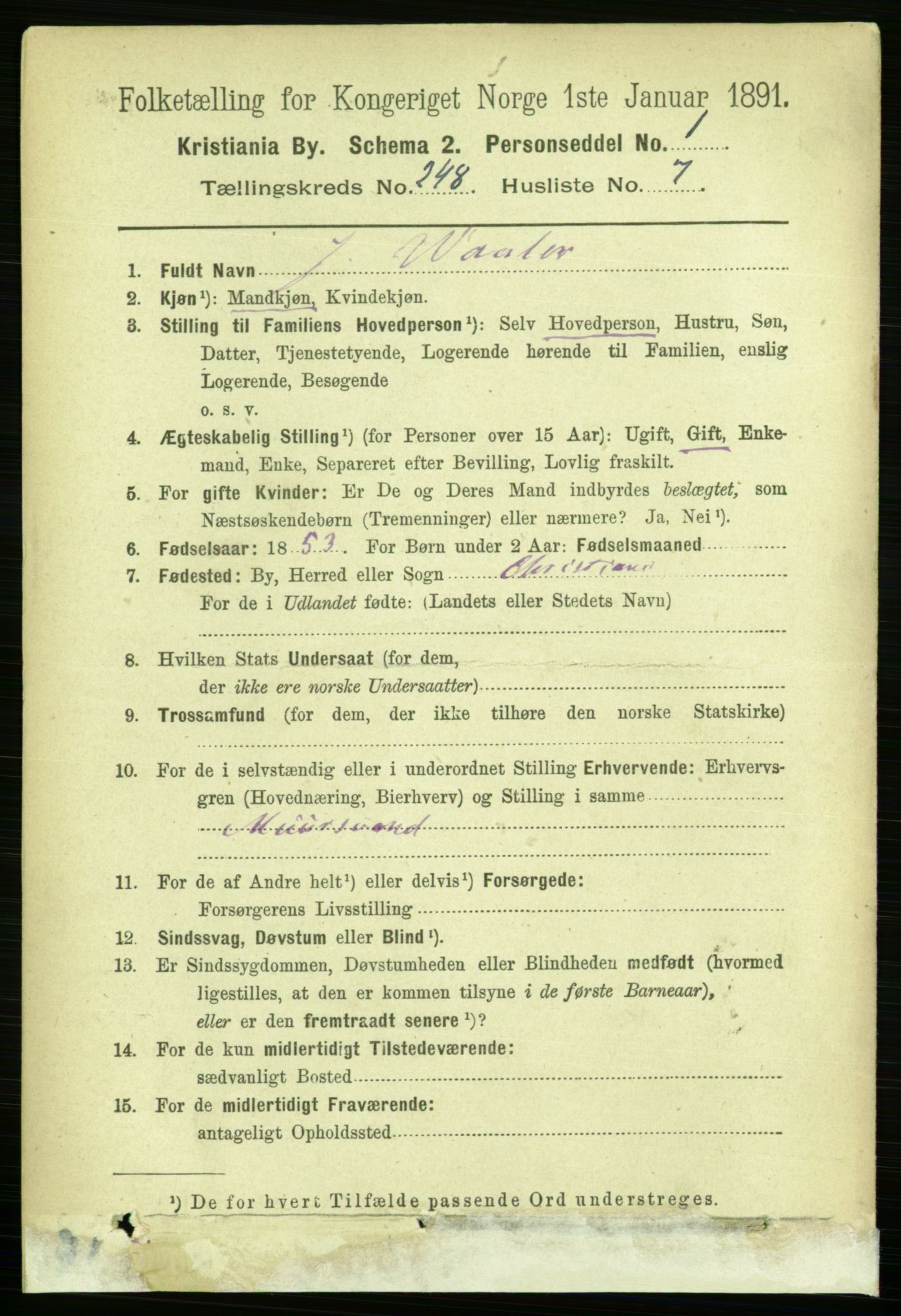 RA, 1891 census for 0301 Kristiania, 1891, p. 151300