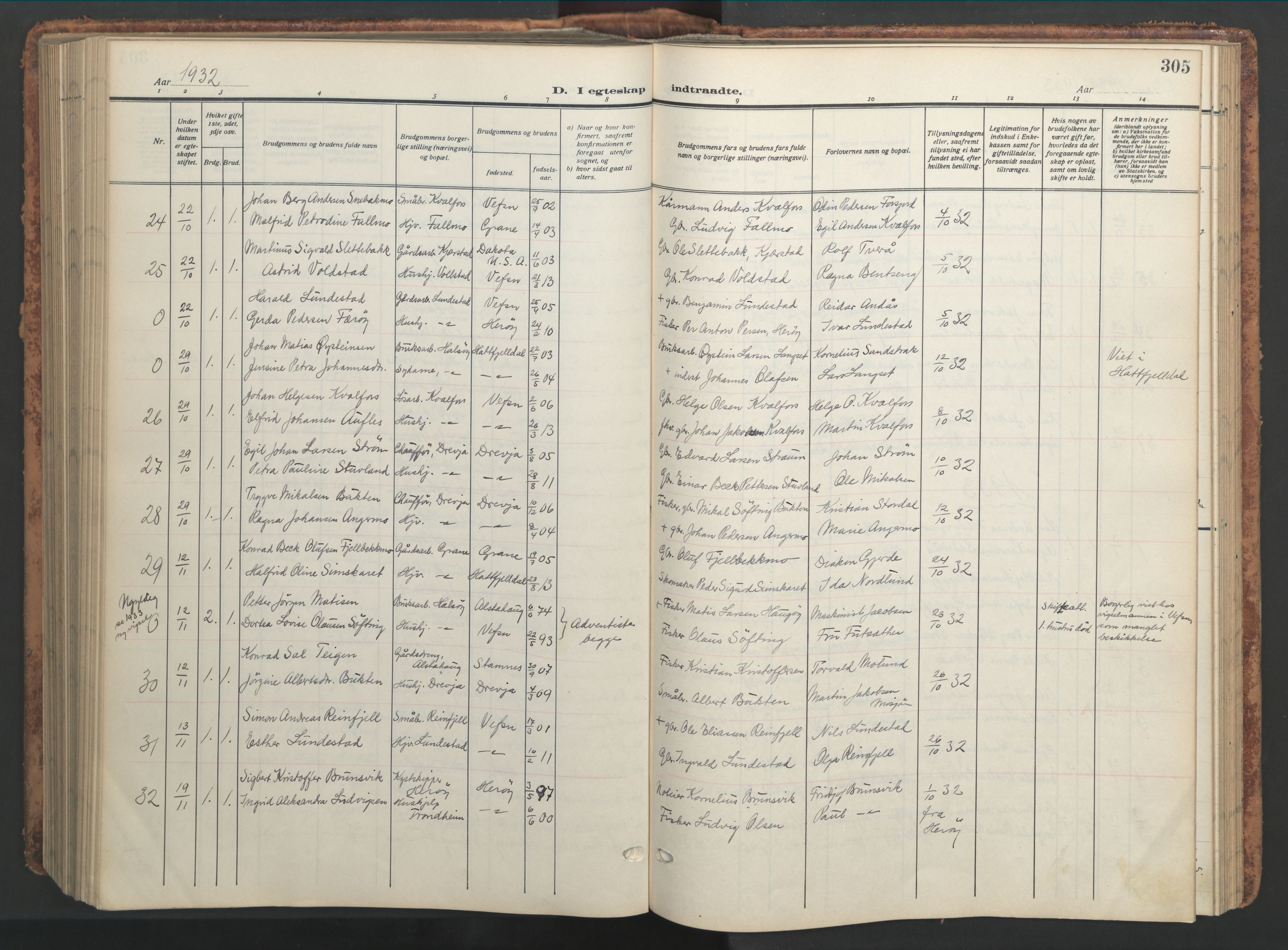 Ministerialprotokoller, klokkerbøker og fødselsregistre - Nordland, AV/SAT-A-1459/820/L0302: Parish register (copy) no. 820C04, 1917-1948, p. 305