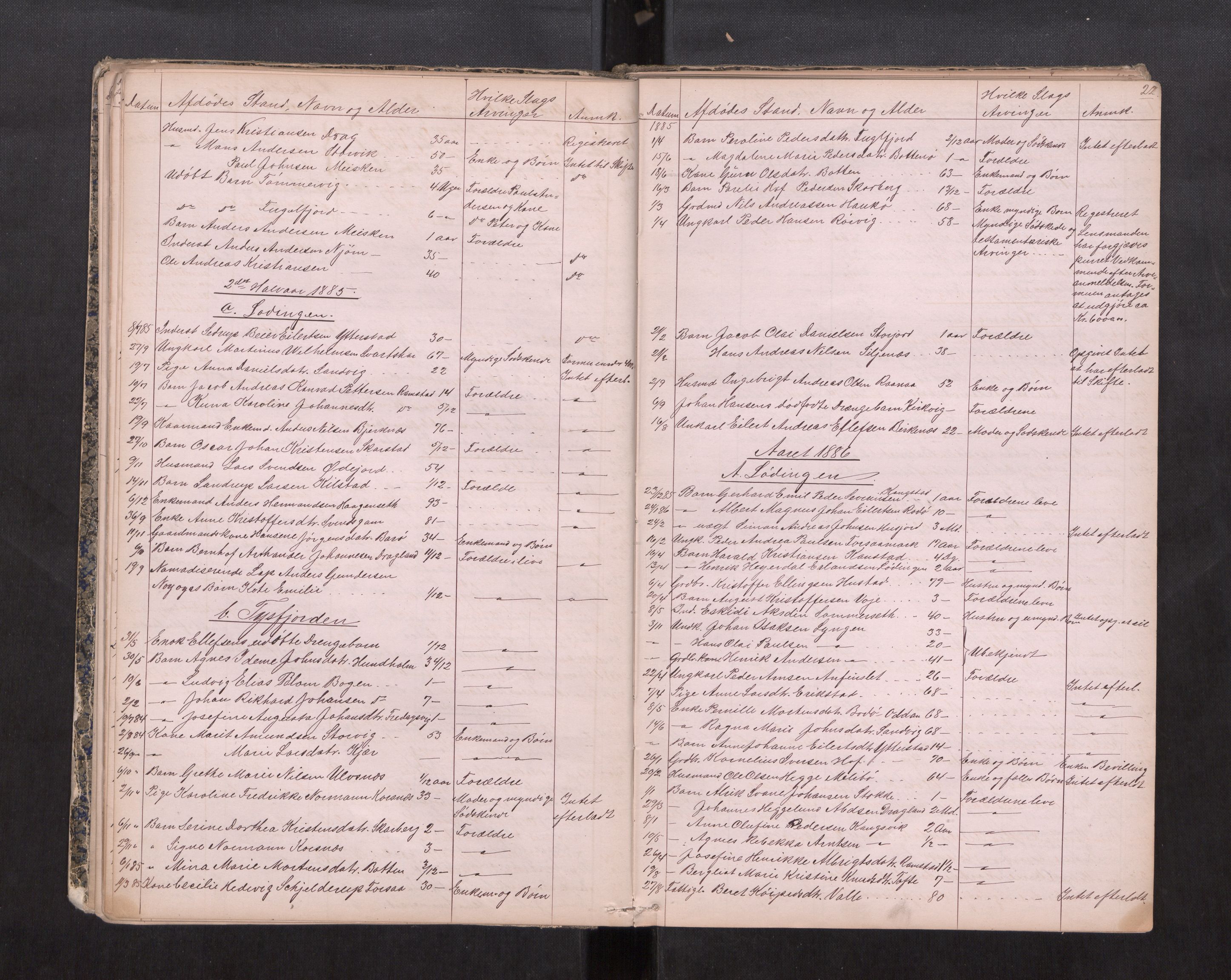 Salten sorenskriveri, AV/SAT-A-4578/1/3/3L/L0002: Dødsfallprotokoll, 1878-1888, p. 22
