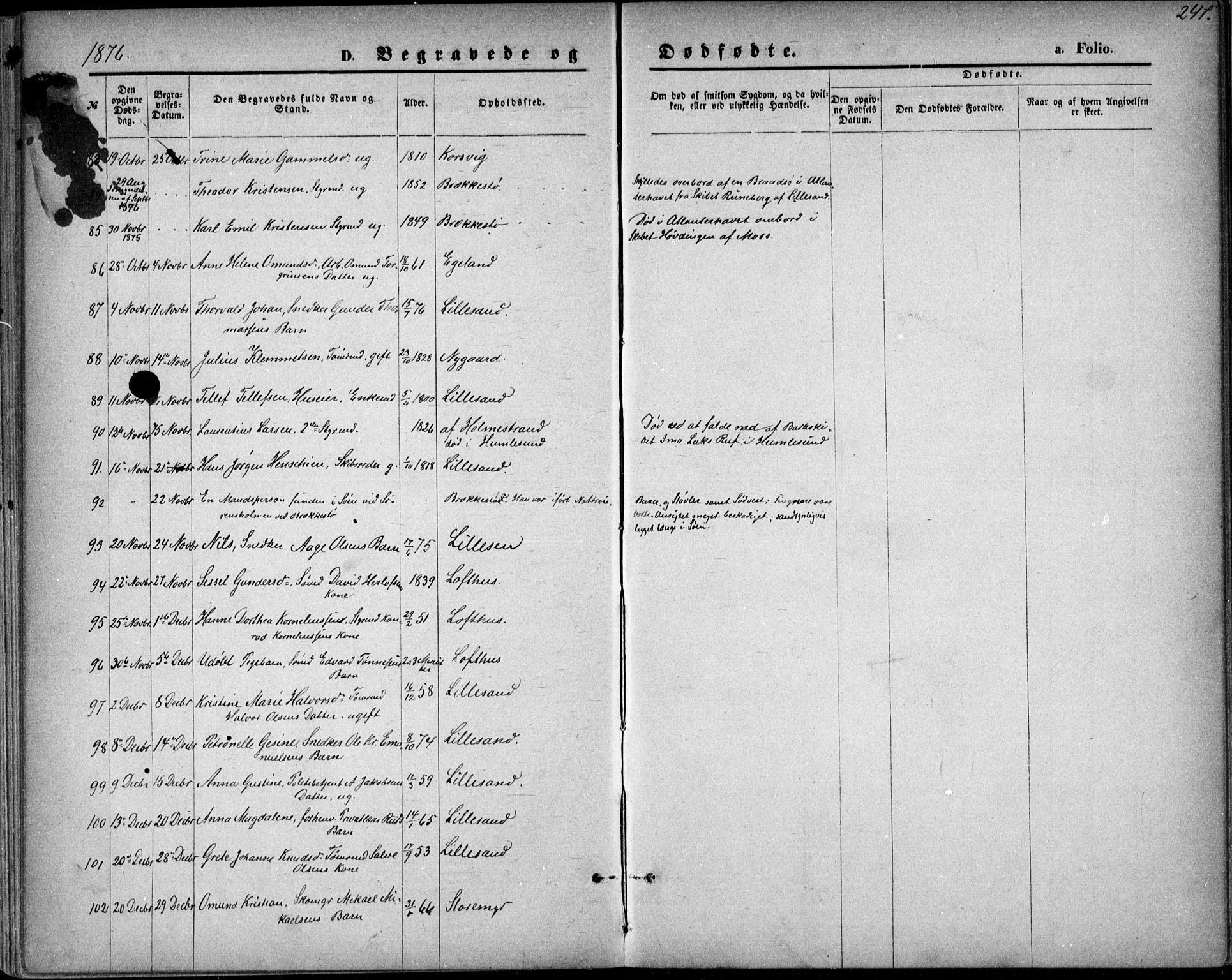 Vestre Moland sokneprestkontor, AV/SAK-1111-0046/F/Fb/Fbb/L0005: Parish register (copy) no. B 5, 1872-1883, p. 247