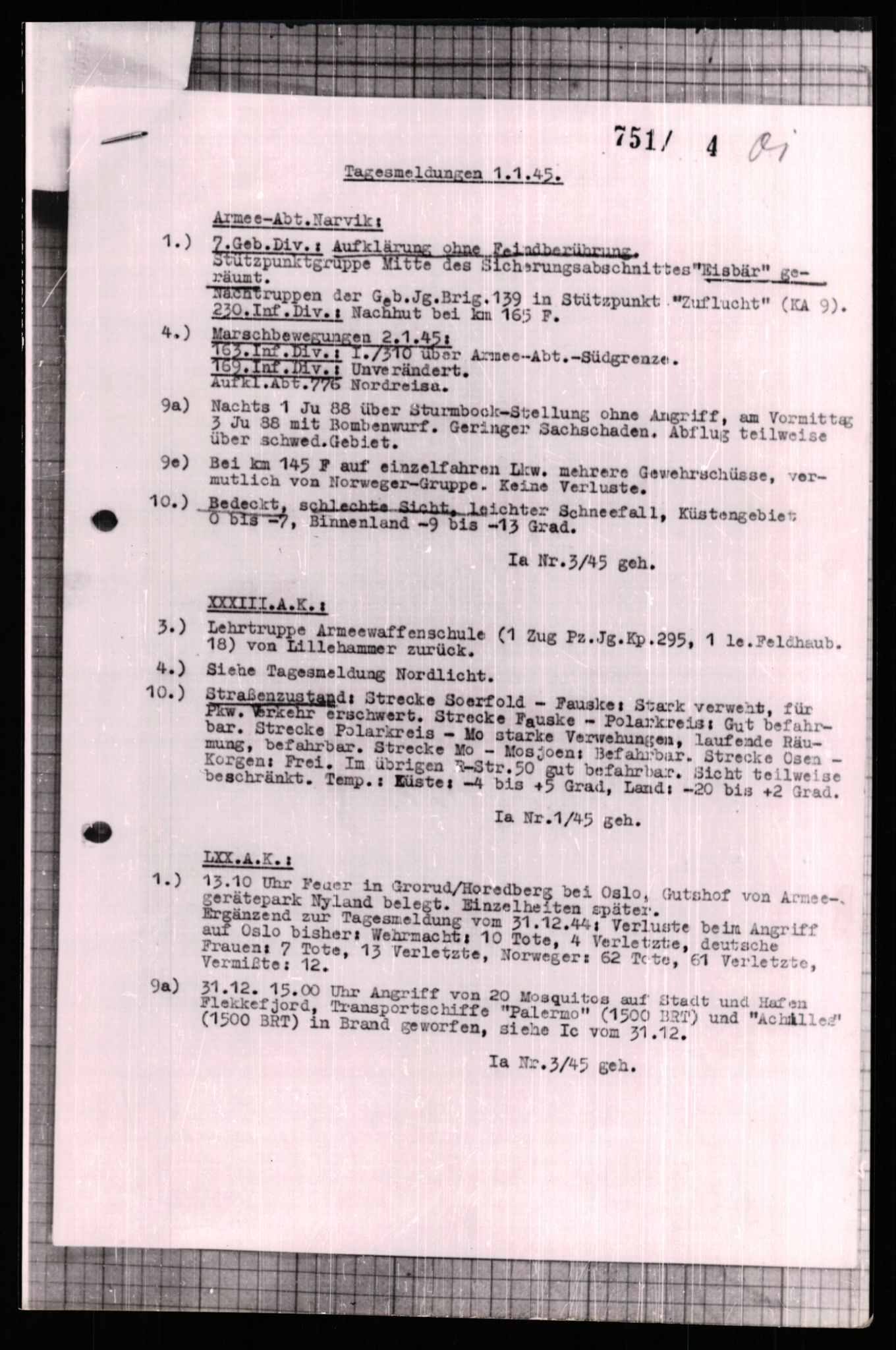 Forsvarets Overkommando. 2 kontor. Arkiv 11.4. Spredte tyske arkivsaker, AV/RA-RAFA-7031/D/Dar/Dara/L0006: Krigsdagbøker for 20. Gebirgs-Armee-Oberkommando (AOK 20), 1945, p. 8