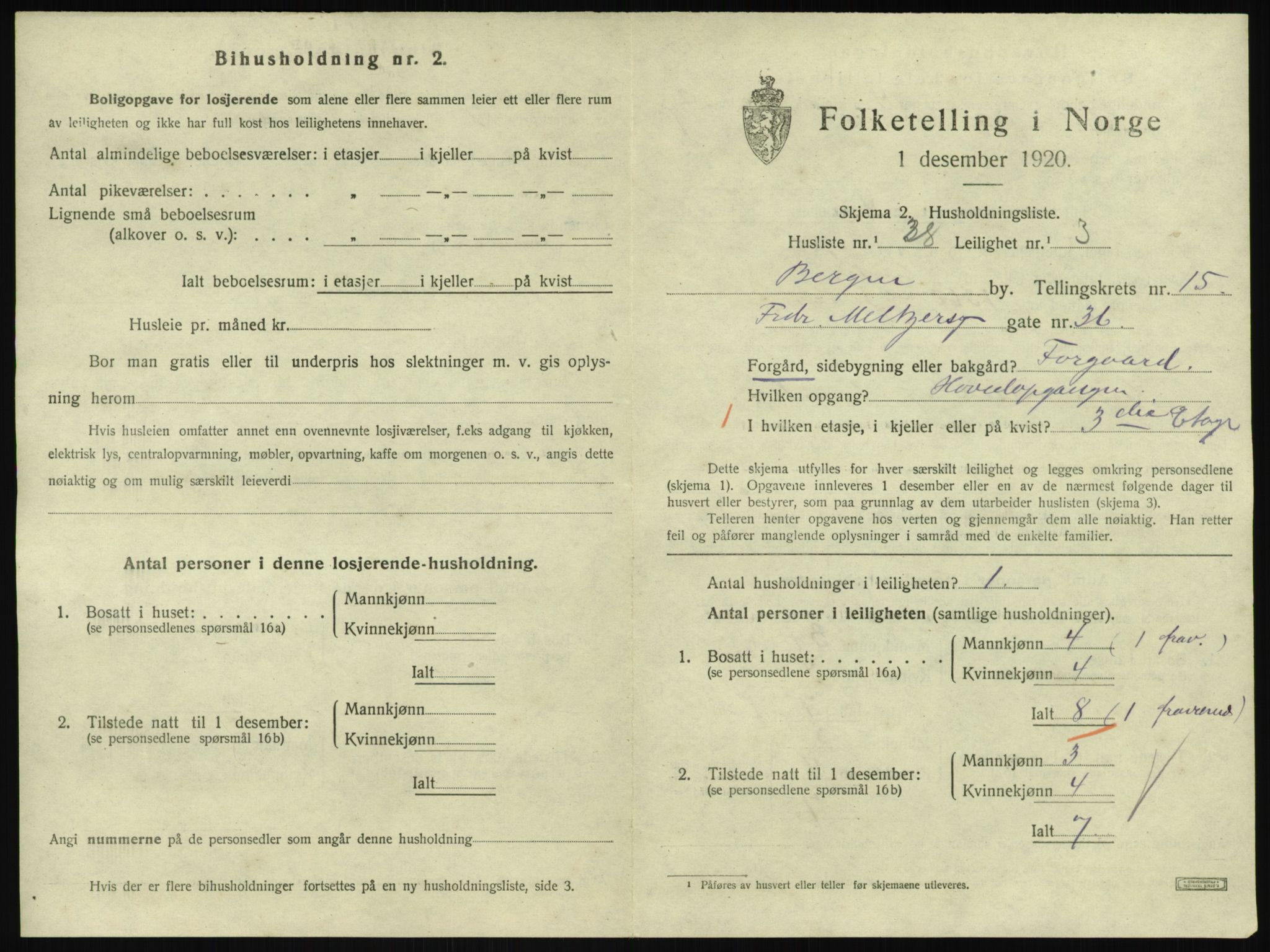 SAB, 1920 census for Bergen, 1920, p. 18966