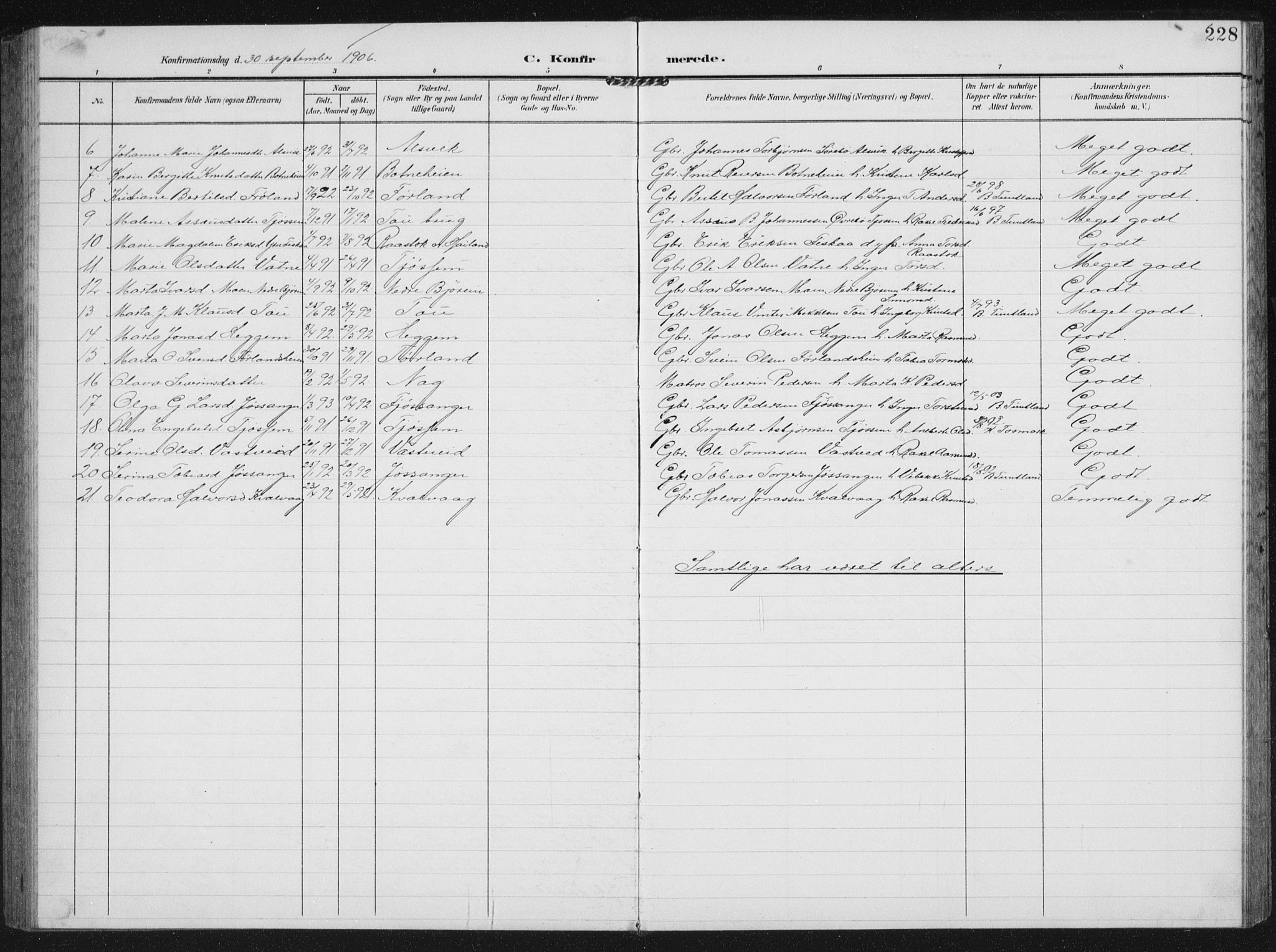 Strand sokneprestkontor, AV/SAST-A-101828/H/Ha/Hab/L0005: Parish register (copy) no. B 5, 1904-1934, p. 228