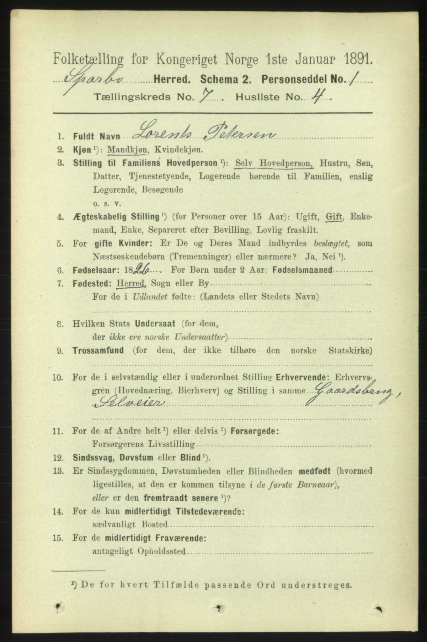 RA, 1891 census for 1731 Sparbu, 1891, p. 2421