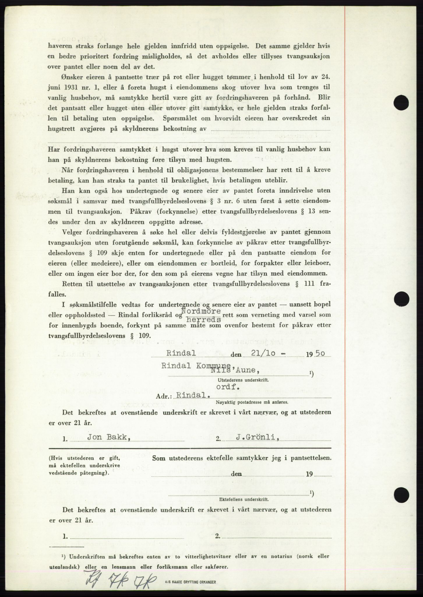 Nordmøre sorenskriveri, AV/SAT-A-4132/1/2/2Ca: Mortgage book no. B106, 1950-1950, Diary no: : 3864/1950