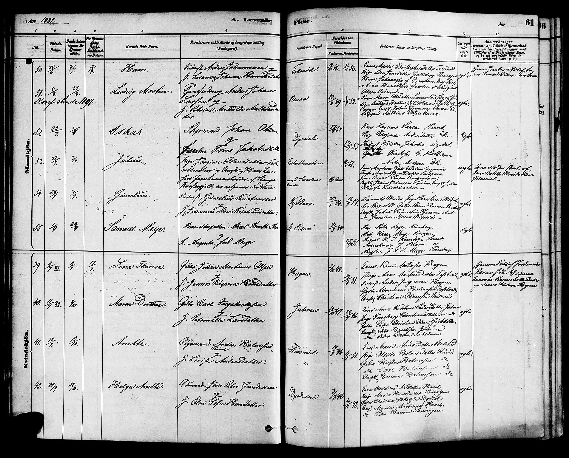 Sande Kirkebøker, AV/SAKO-A-53/F/Fa/L0006: Parish register (official) no. 6, 1878-1888, p. 61