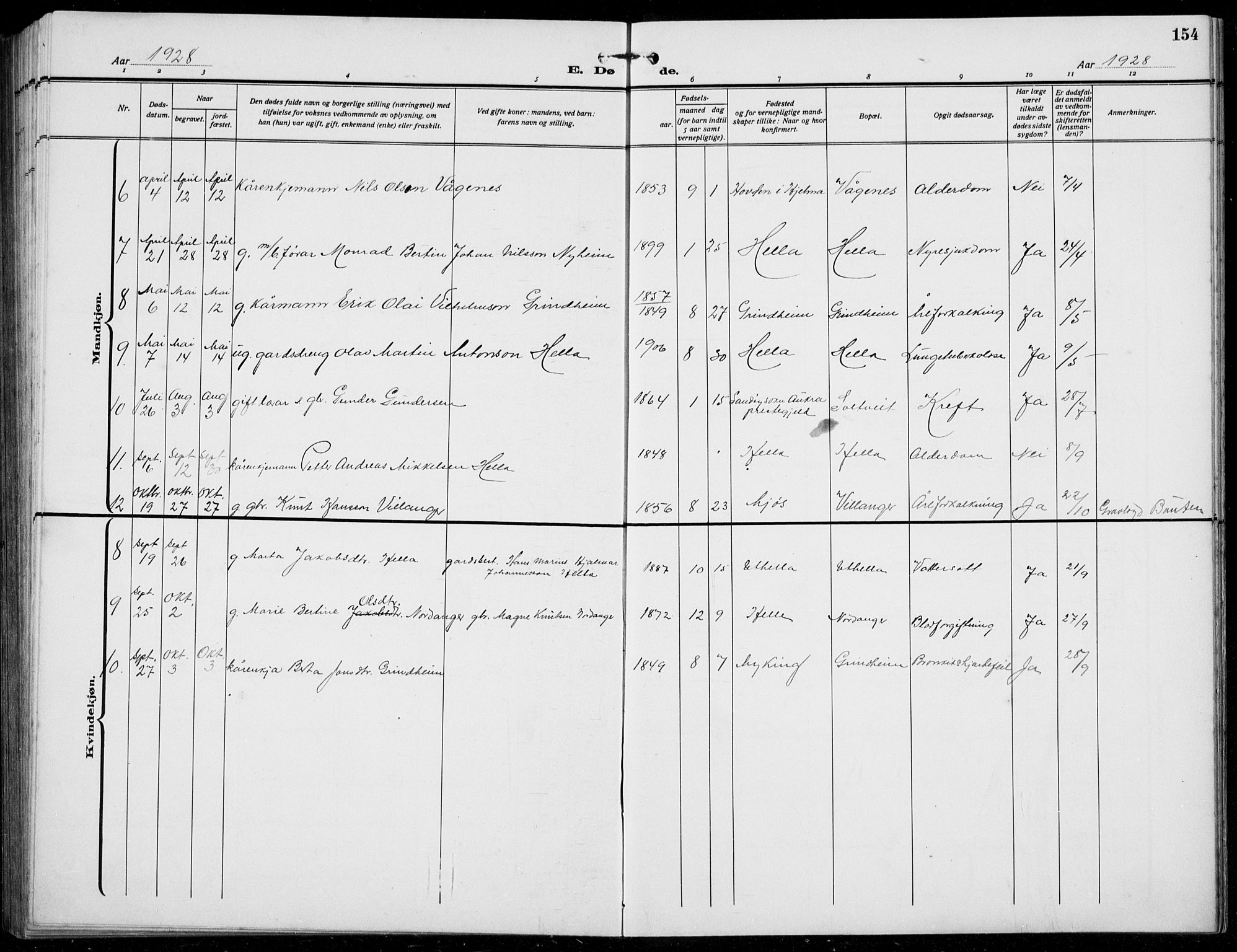 Manger sokneprestembete, AV/SAB-A-76801/H/Hab: Parish register (copy) no. B  5, 1922-1938, p. 154