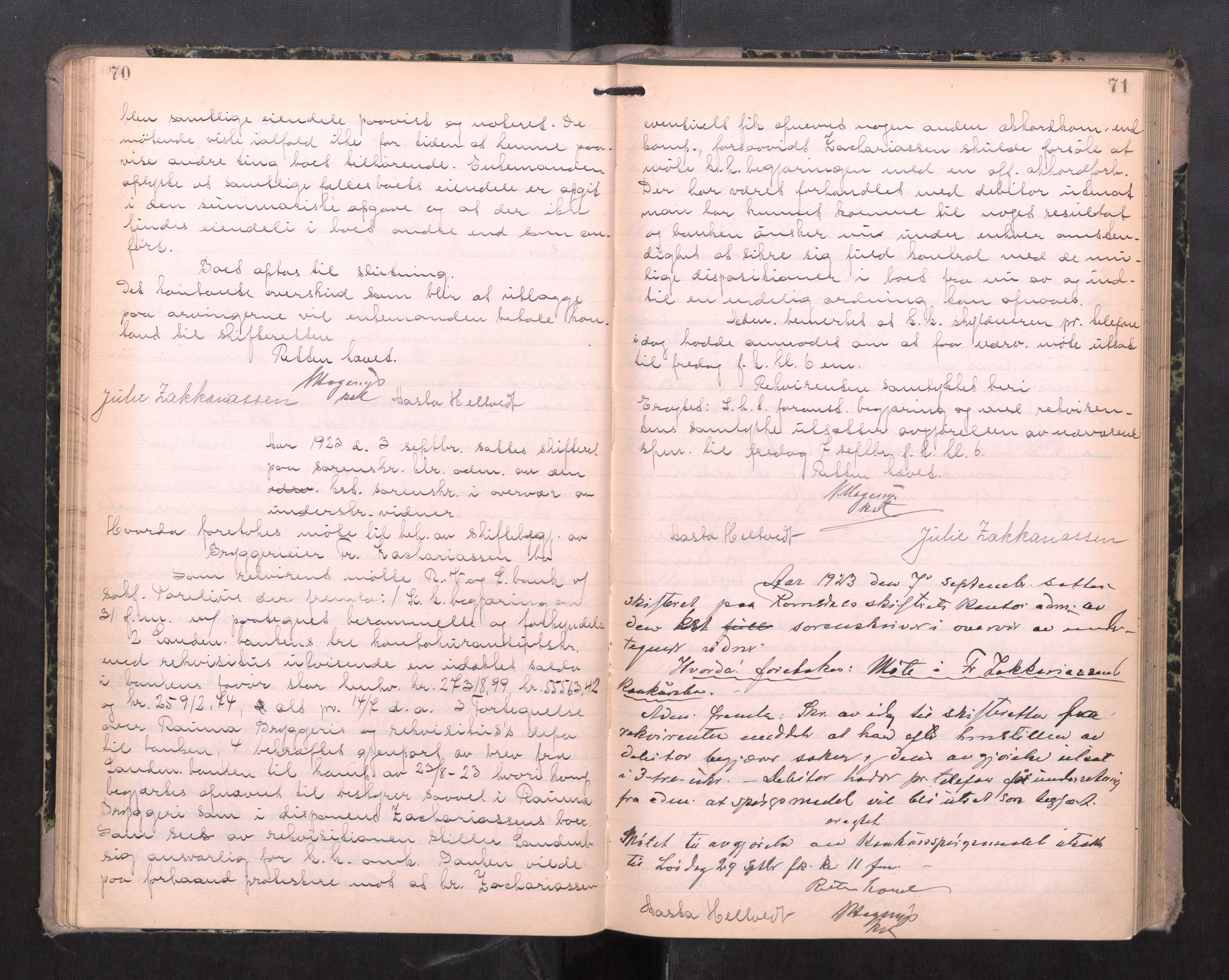 Romsdal sorenskriveri, AV/SAT-A-4149/1/3/3B/L0009: Skiftebehandlingsprotokoll, 1922-1928, p. 70-71