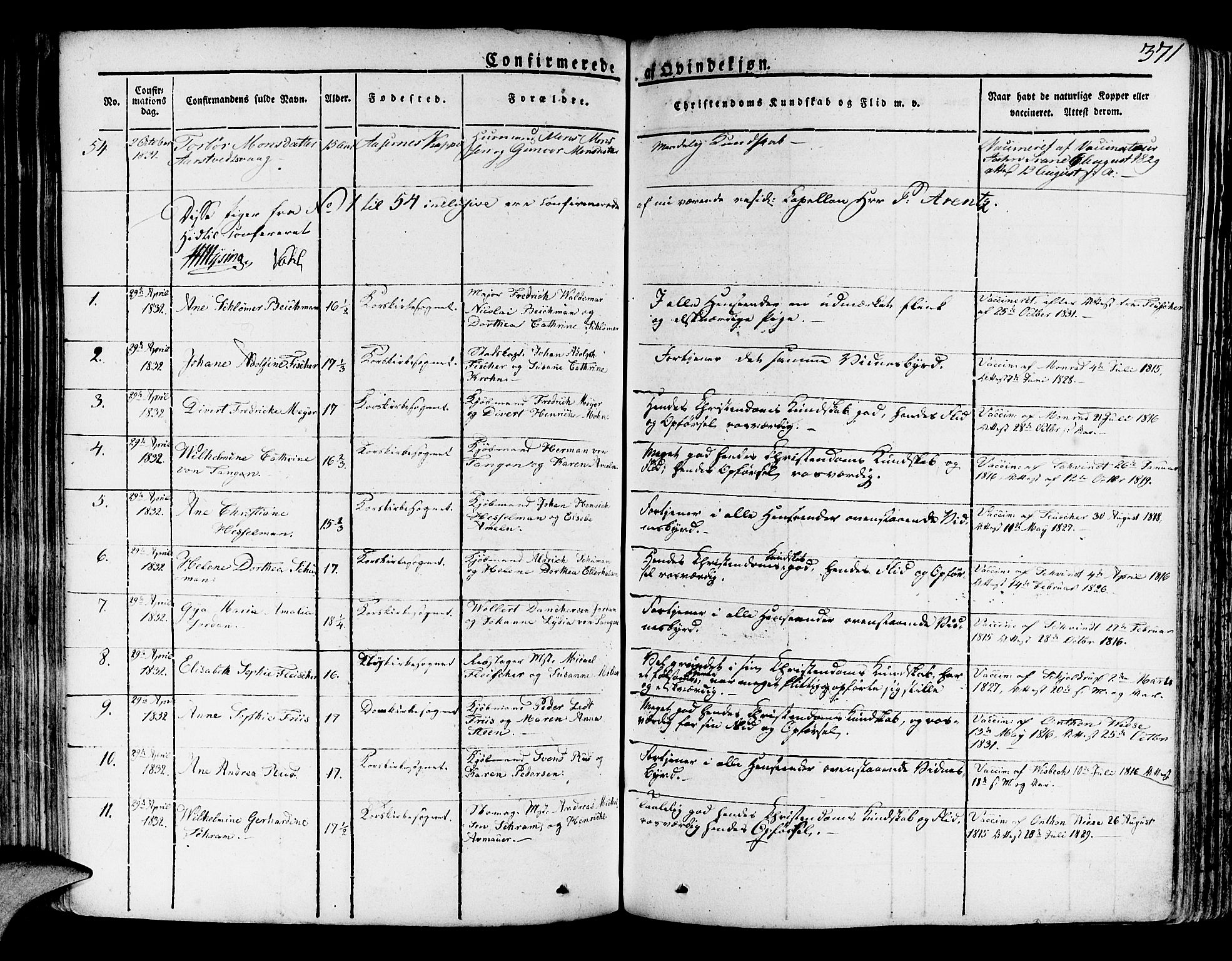 Korskirken sokneprestembete, SAB/A-76101/H/Haa/L0014: Parish register (official) no. A 14, 1823-1835, p. 371