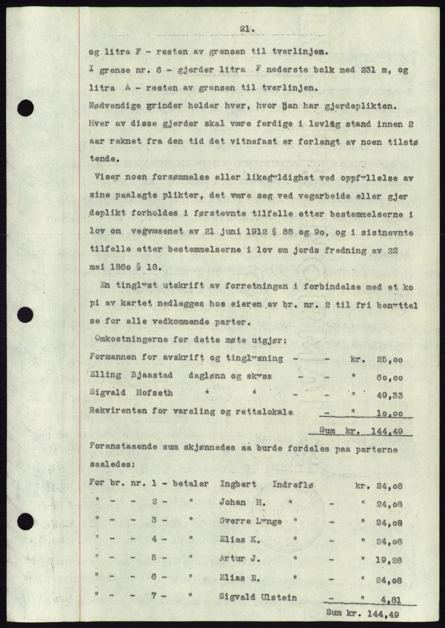 Søre Sunnmøre sorenskriveri, AV/SAT-A-4122/1/2/2C/L0077: Mortgage book no. 3A, 1945-1946, Diary no: : 827/1945