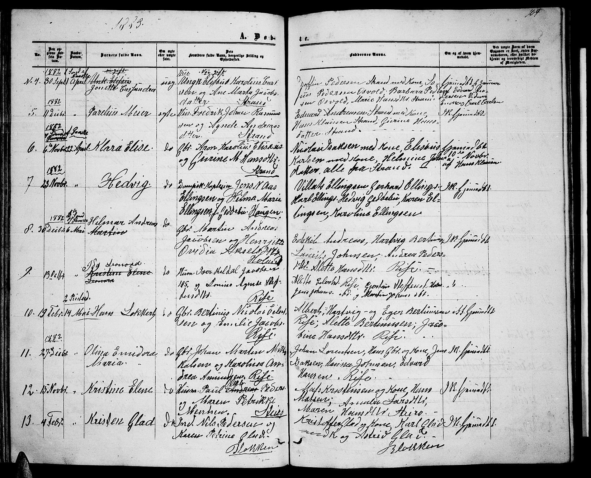 Ministerialprotokoller, klokkerbøker og fødselsregistre - Nordland, AV/SAT-A-1459/895/L1381: Parish register (copy) no. 895C03, 1864-1885, p. 104