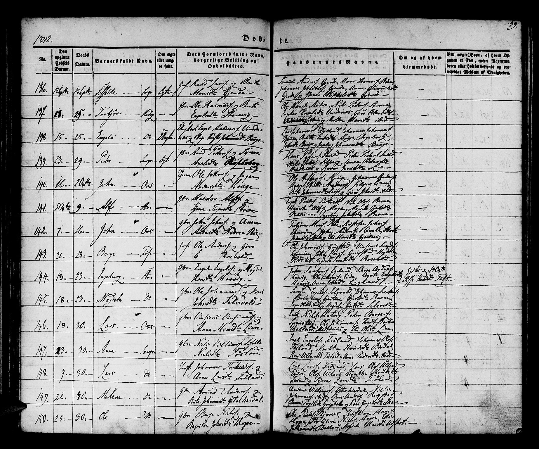 Os sokneprestembete, AV/SAB-A-99929: Parish register (official) no. A 15, 1839-1851, p. 39