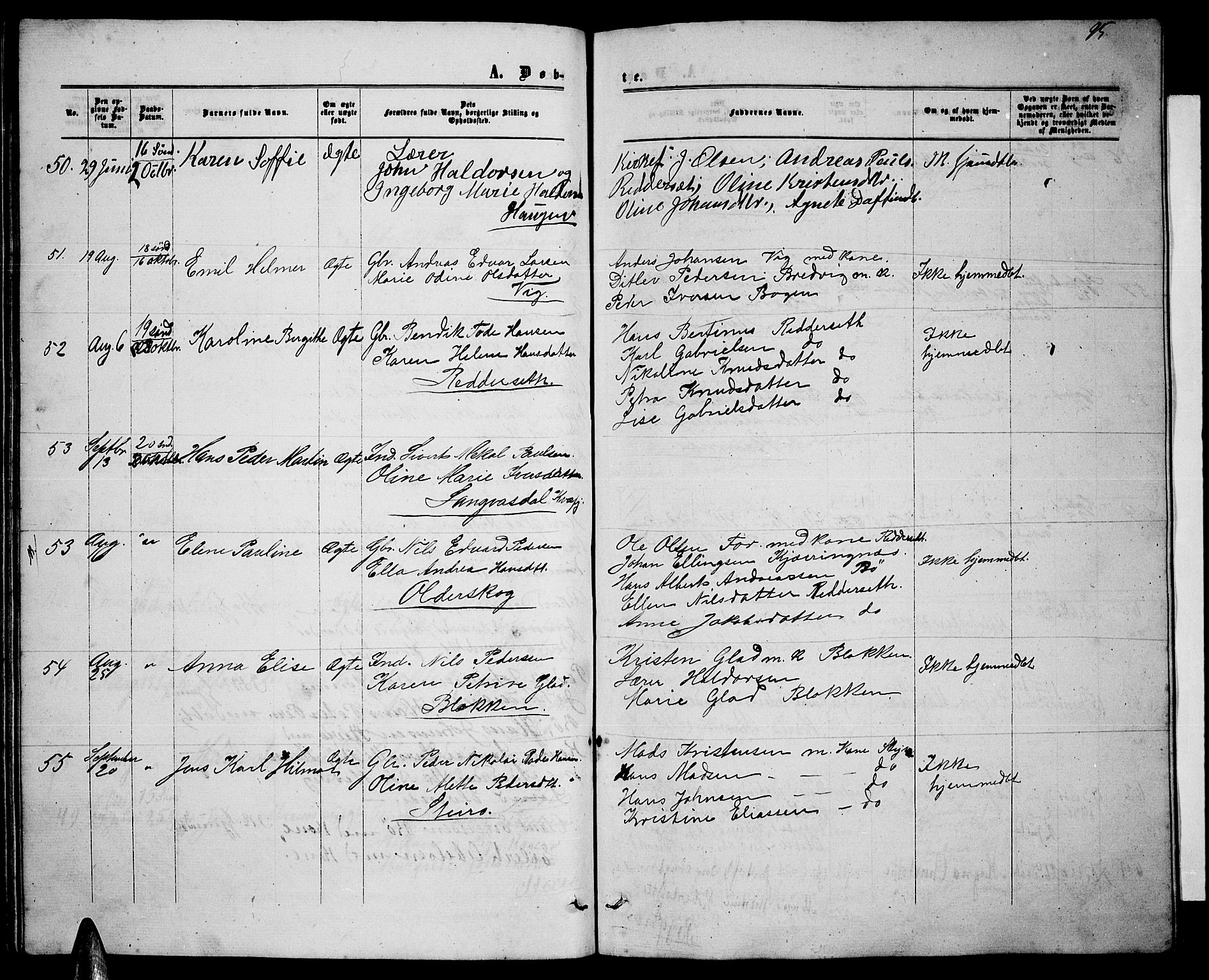 Ministerialprotokoller, klokkerbøker og fødselsregistre - Nordland, AV/SAT-A-1459/895/L1381: Parish register (copy) no. 895C03, 1864-1885, p. 95