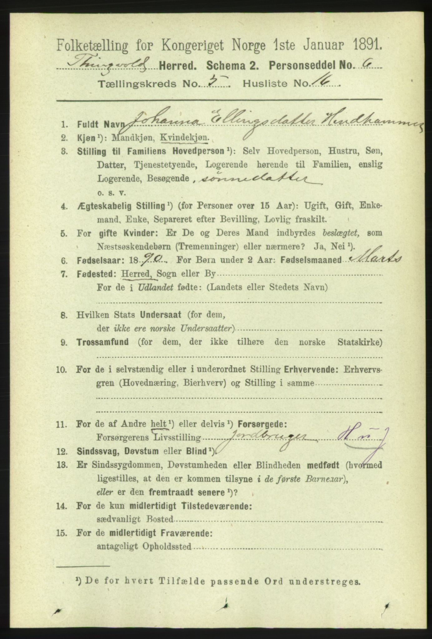 RA, 1891 census for 1560 Tingvoll, 1891, p. 2158