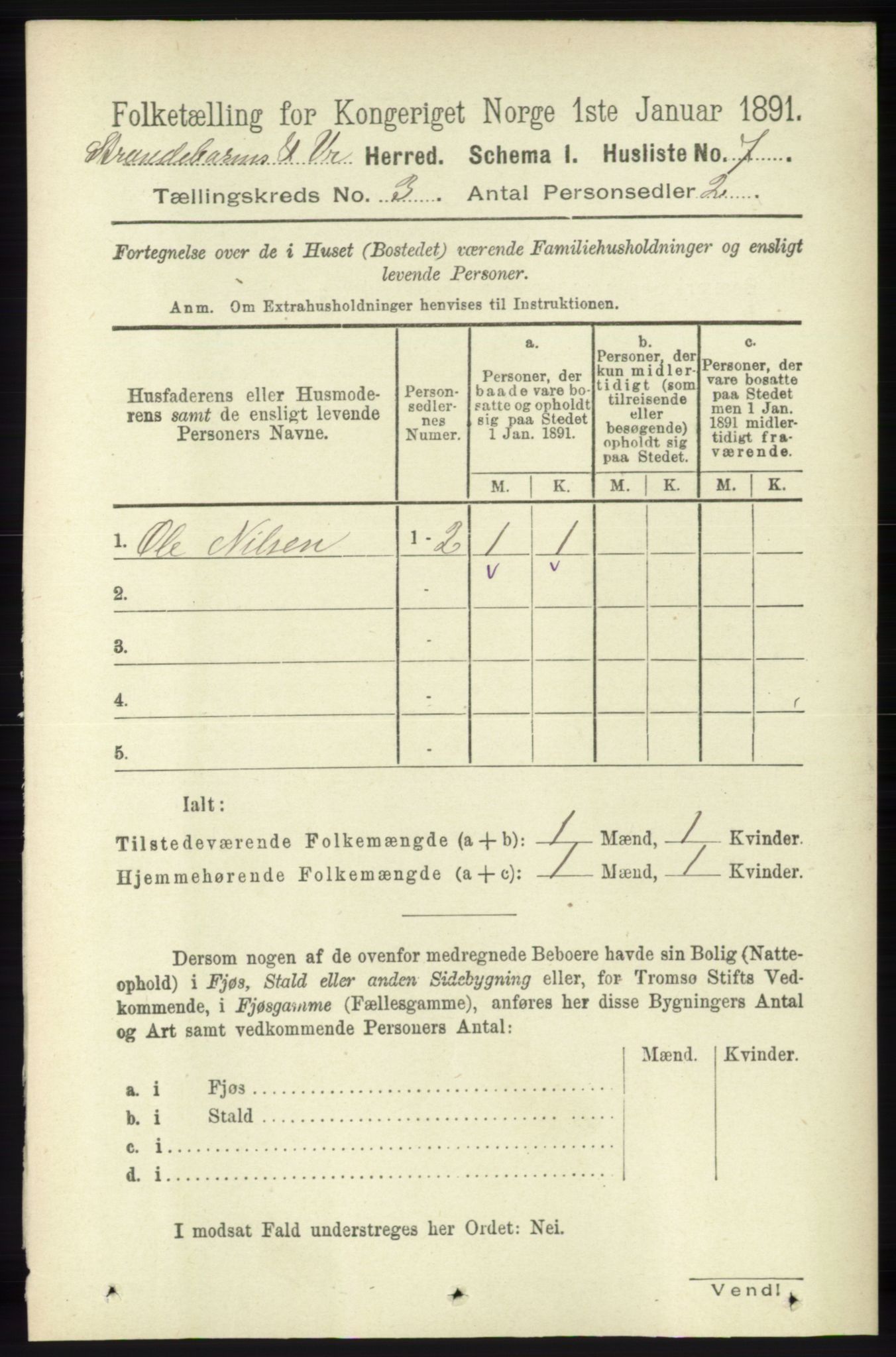 RA, 1891 census for 1226 Strandebarm og Varaldsøy, 1891, p. 1042