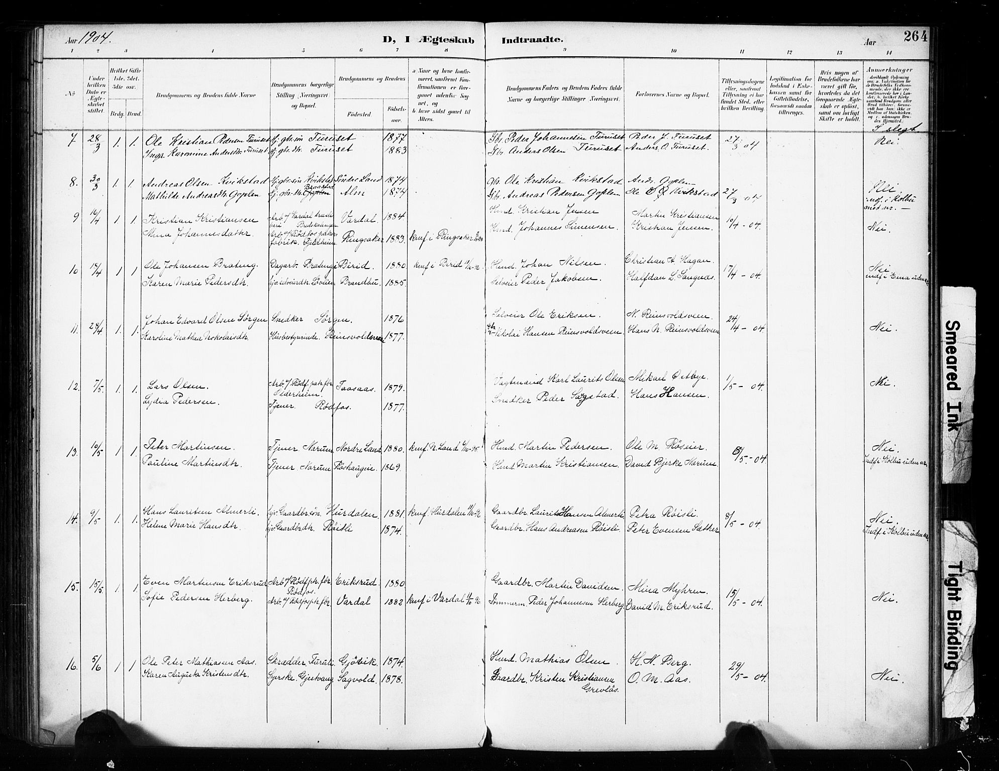Vestre Toten prestekontor, SAH/PREST-108/H/Ha/Haa/L0011: Parish register (official) no. 11, 1895-1906, p. 264