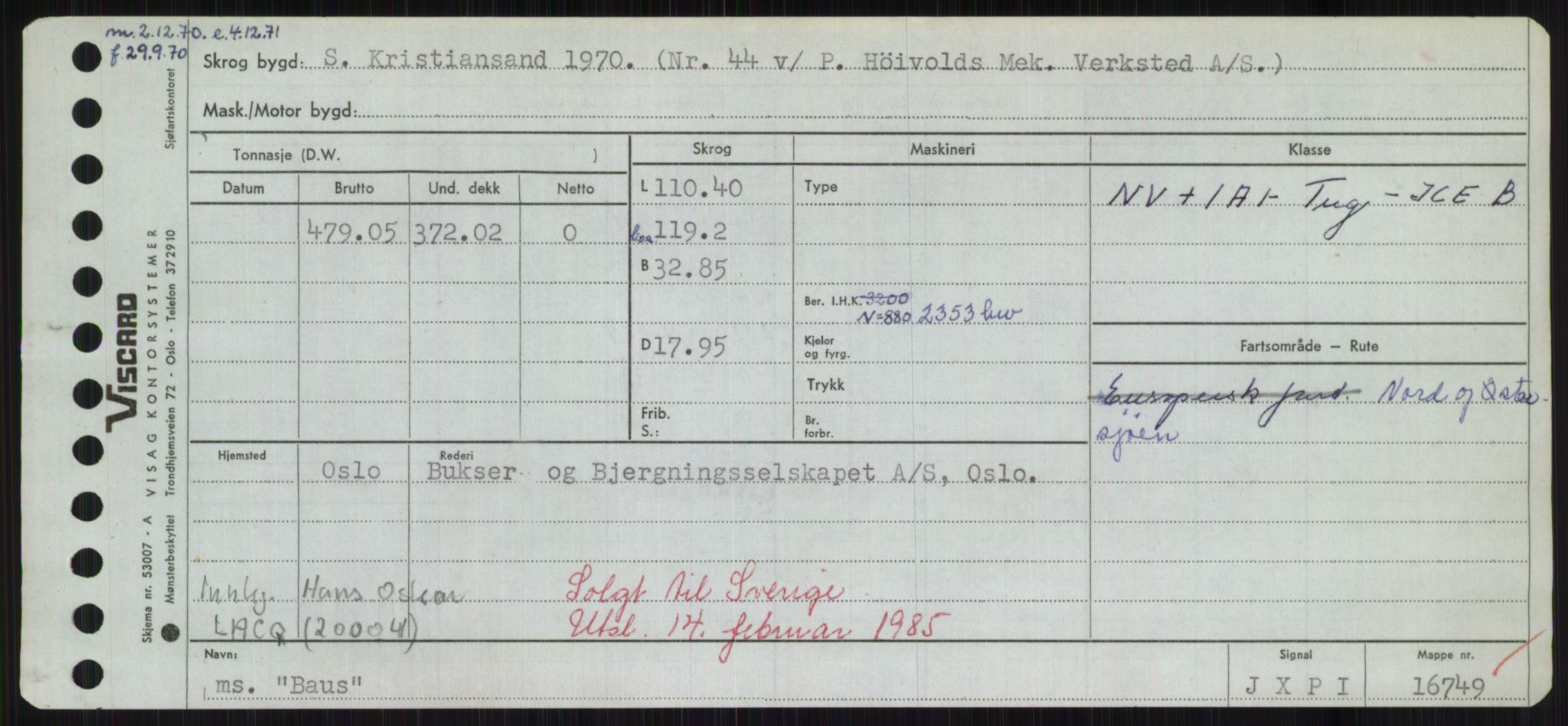 Sjøfartsdirektoratet med forløpere, Skipsmålingen, AV/RA-S-1627/H/Hd/L0003: Fartøy, B-Bev, p. 401