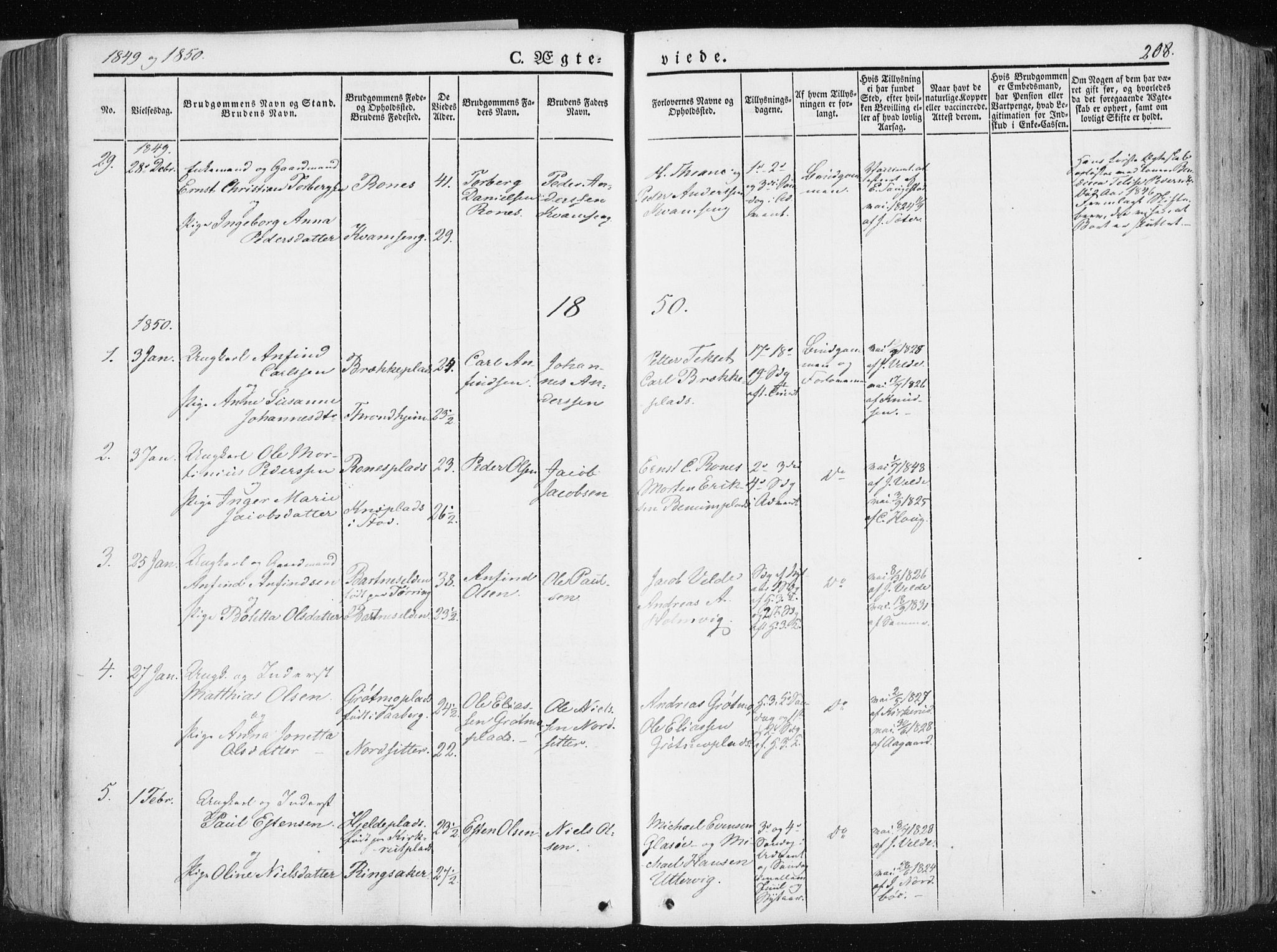 Ministerialprotokoller, klokkerbøker og fødselsregistre - Nord-Trøndelag, SAT/A-1458/741/L0393: Parish register (official) no. 741A07, 1849-1863, p. 208