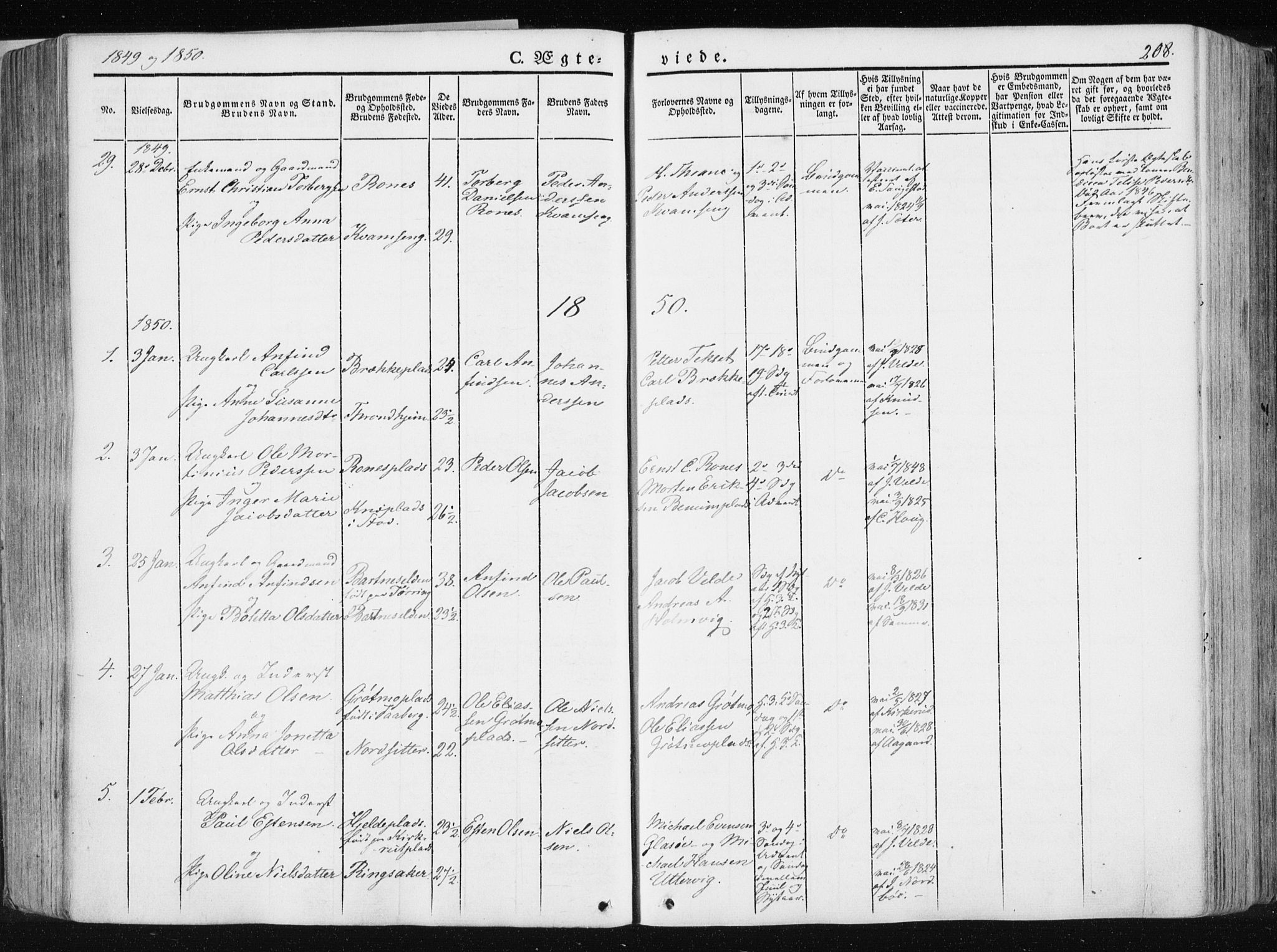 Ministerialprotokoller, klokkerbøker og fødselsregistre - Nord-Trøndelag, AV/SAT-A-1458/741/L0393: Parish register (official) no. 741A07, 1849-1863, p. 208