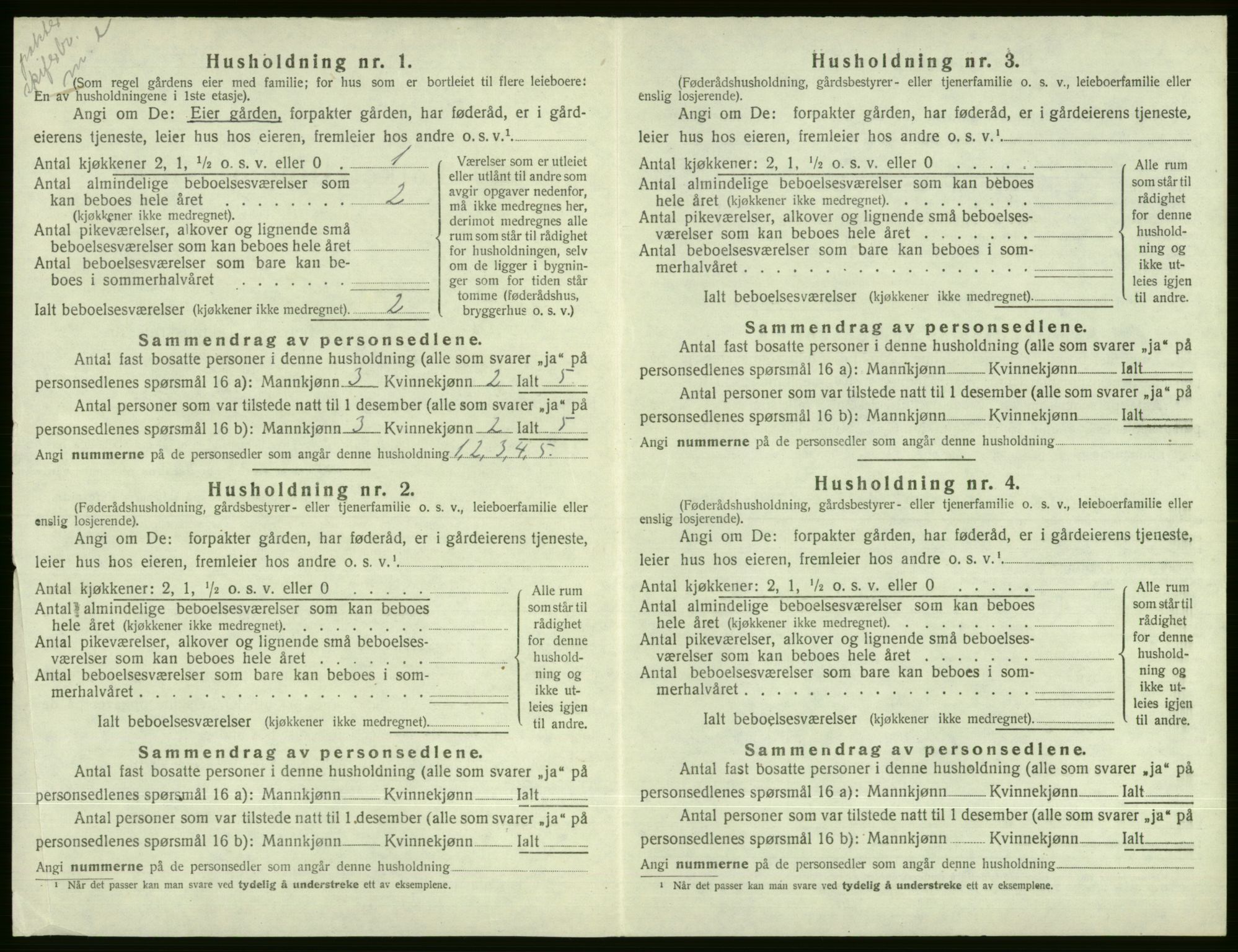 SAB, 1920 census for Voss, 1920, p. 1442