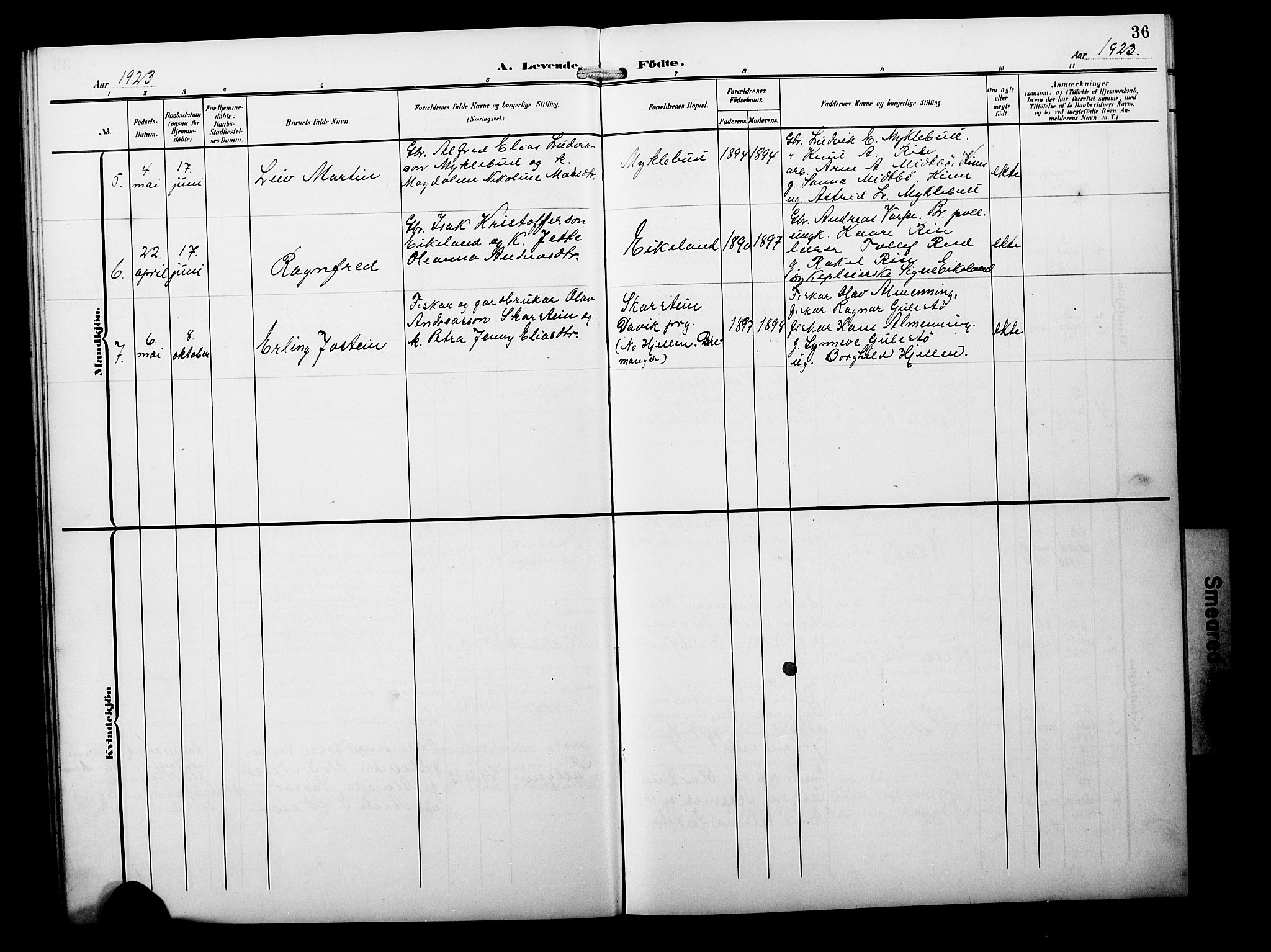 Davik sokneprestembete, AV/SAB-A-79701/H/Hab/Habb/L0001: Parish register (copy) no. B 1, 1903-1928, p. 36