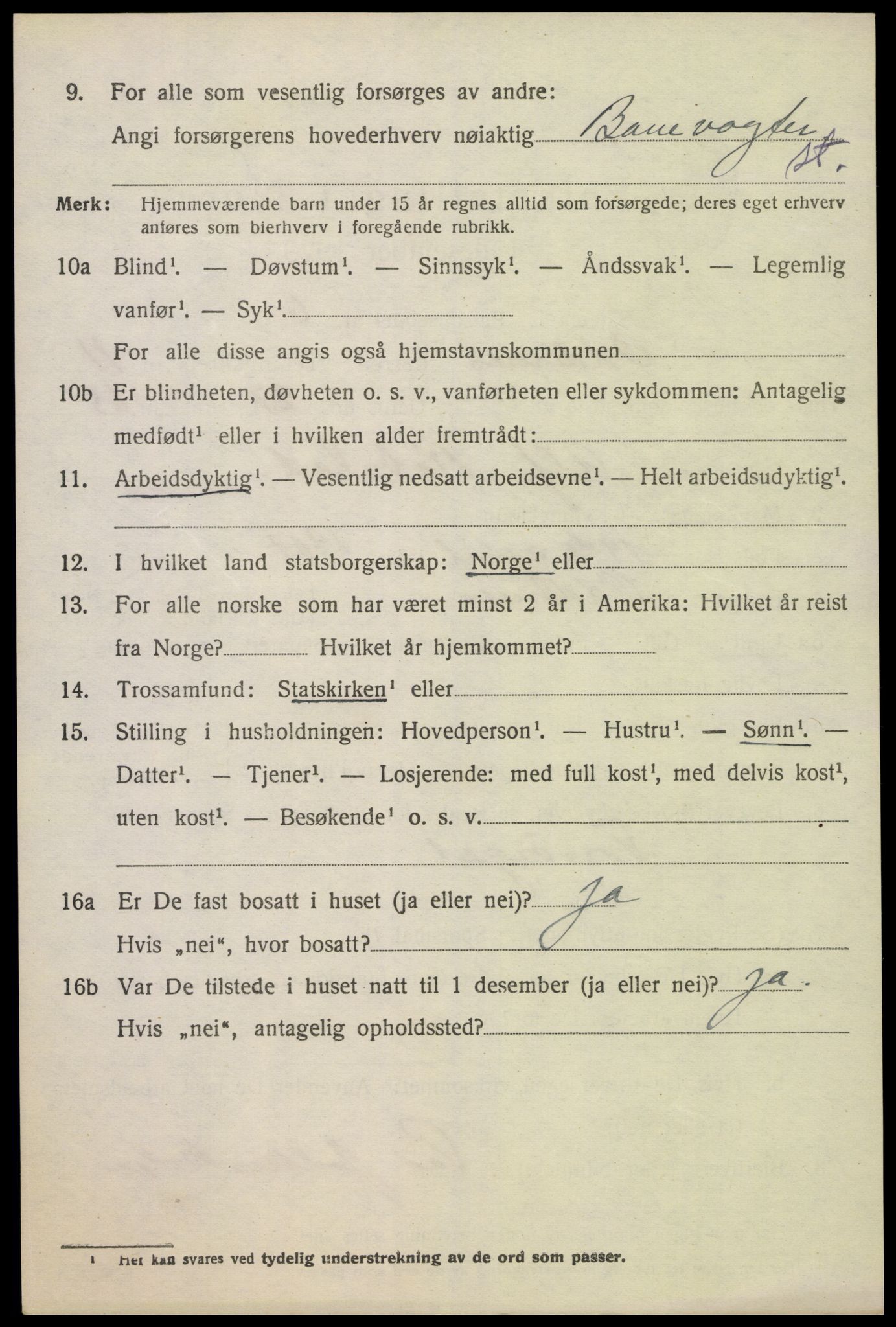 SAK, 1920 census for Oddernes, 1920, p. 7440