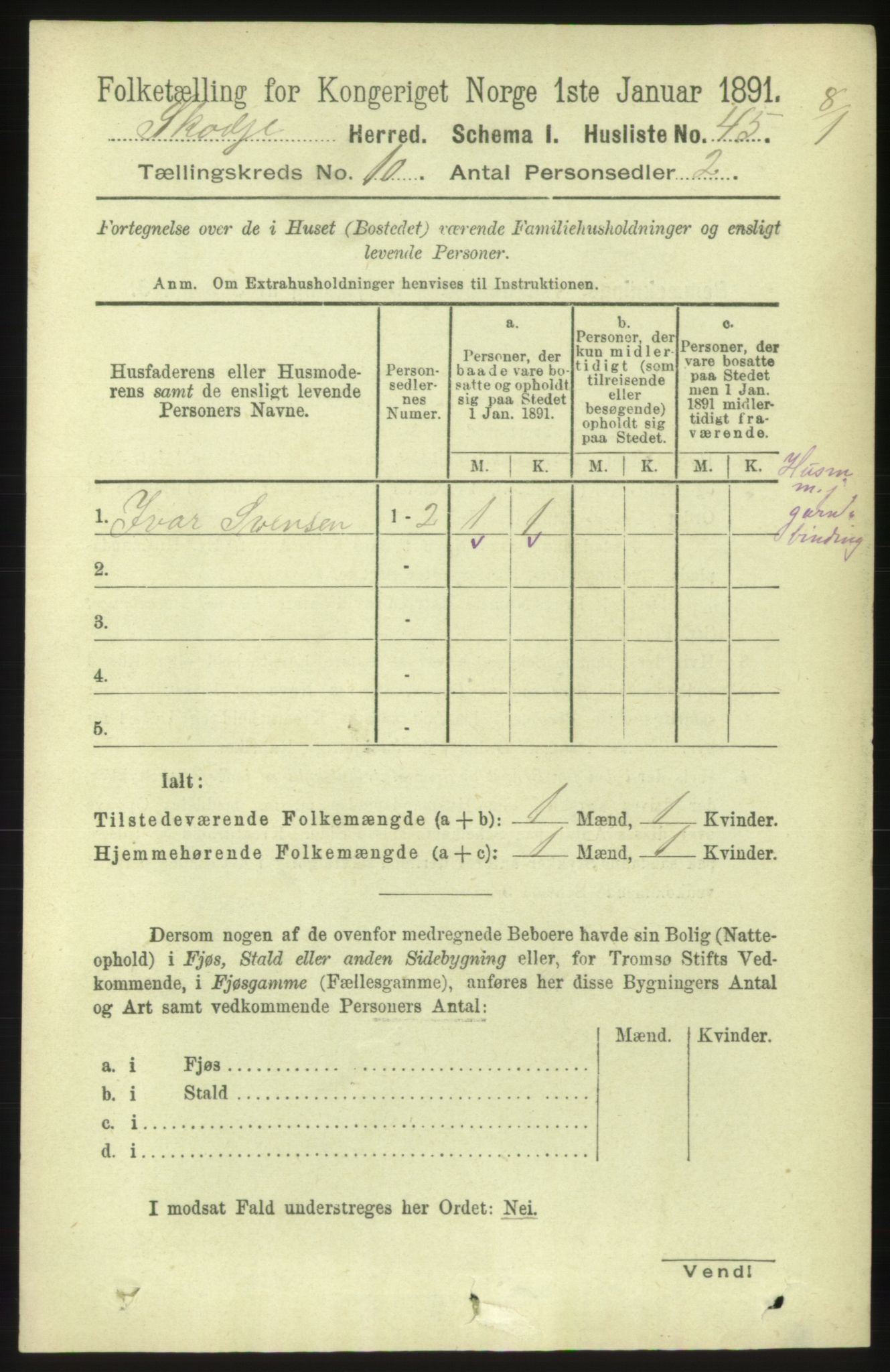 RA, 1891 census for 1529 Skodje, 1891, p. 2004