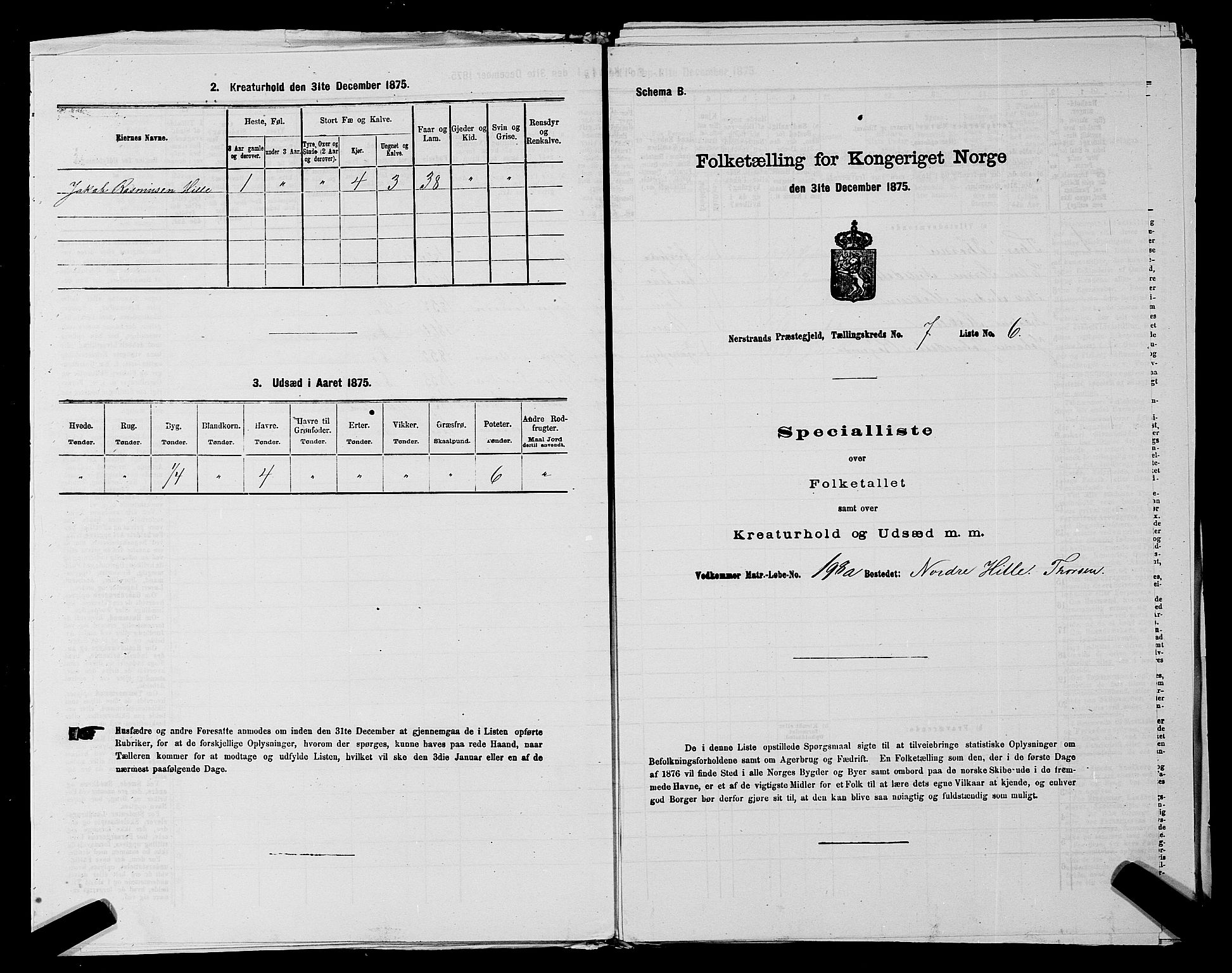 SAST, 1875 census for 1139P Nedstrand, 1875, p. 790