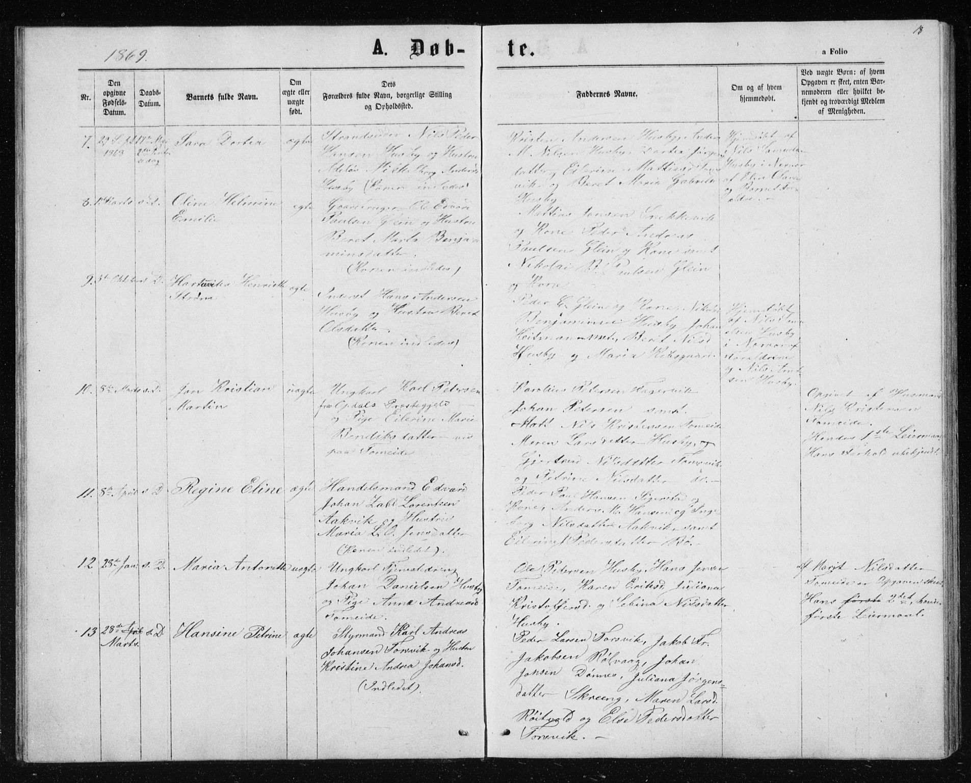 Ministerialprotokoller, klokkerbøker og fødselsregistre - Nordland, AV/SAT-A-1459/835/L0531: Parish register (copy) no. 835C03, 1865-1877, p. 18