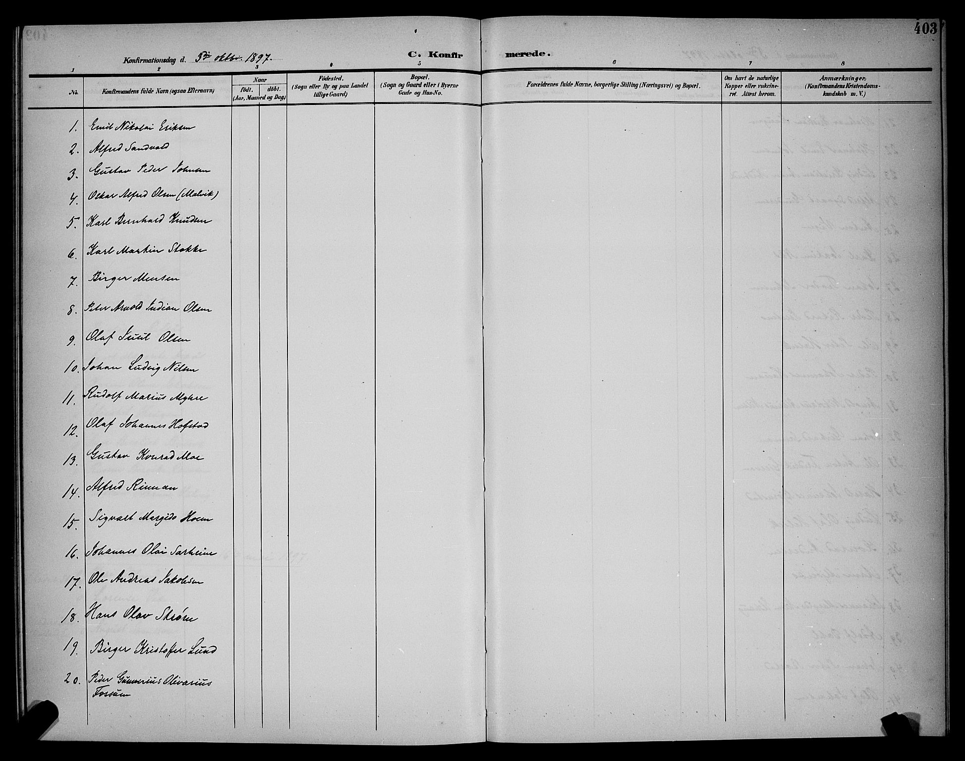 Ministerialprotokoller, klokkerbøker og fødselsregistre - Sør-Trøndelag, AV/SAT-A-1456/604/L0225: Parish register (copy) no. 604C08, 1895-1899, p. 403