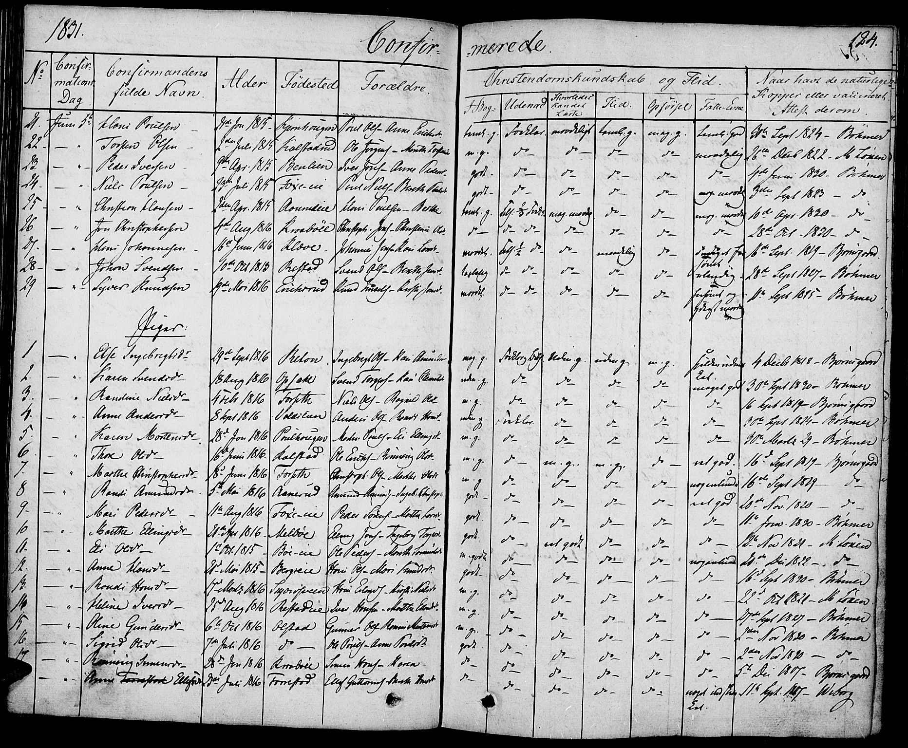 Gausdal prestekontor, SAH/PREST-090/H/Ha/Haa/L0006: Parish register (official) no. 6, 1830-1839, p. 124