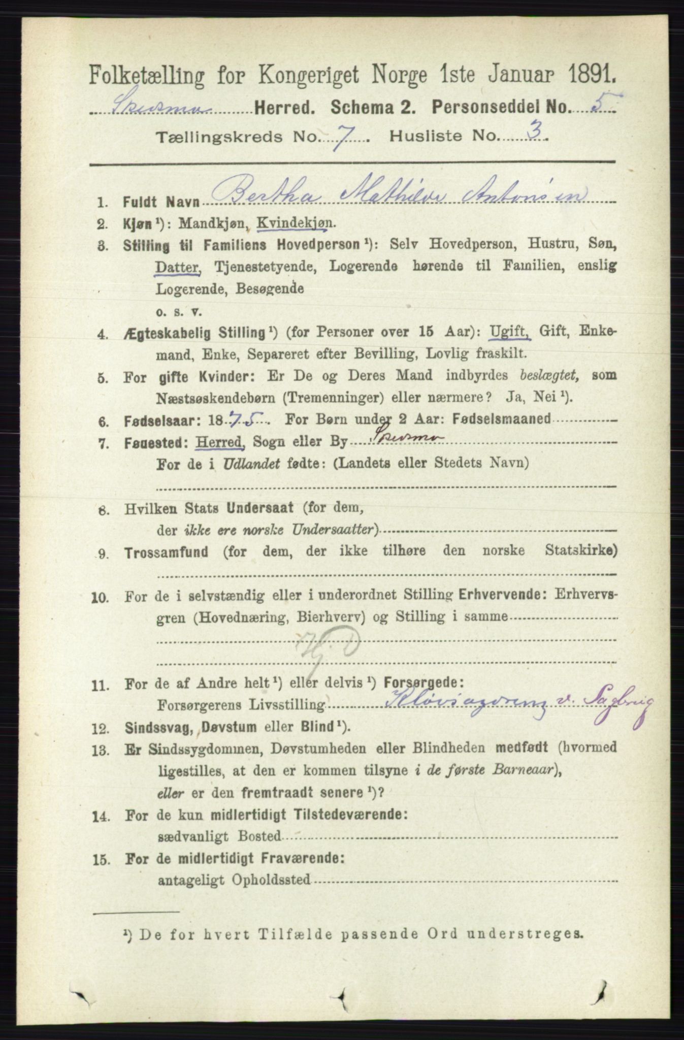 RA, 1891 census for 0231 Skedsmo, 1891, p. 3365