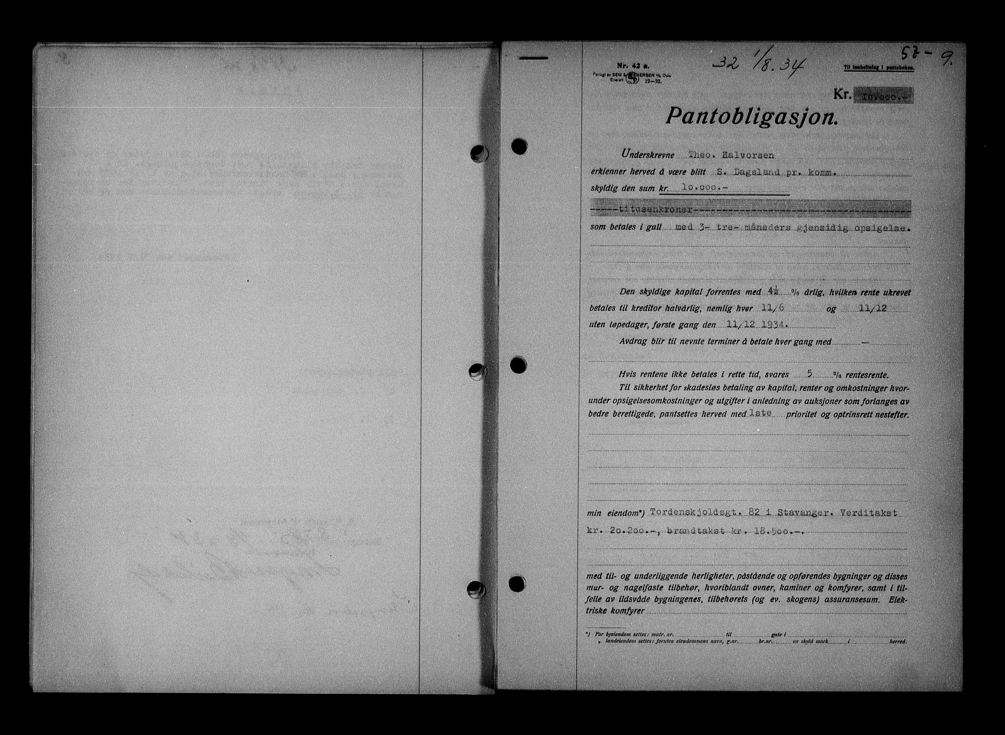 Stavanger byrett, SAST/A-100455/001/4/41/410BB/L0007: Mortgage book no. 57, 1934-1934, Deed date: 01.08.1934