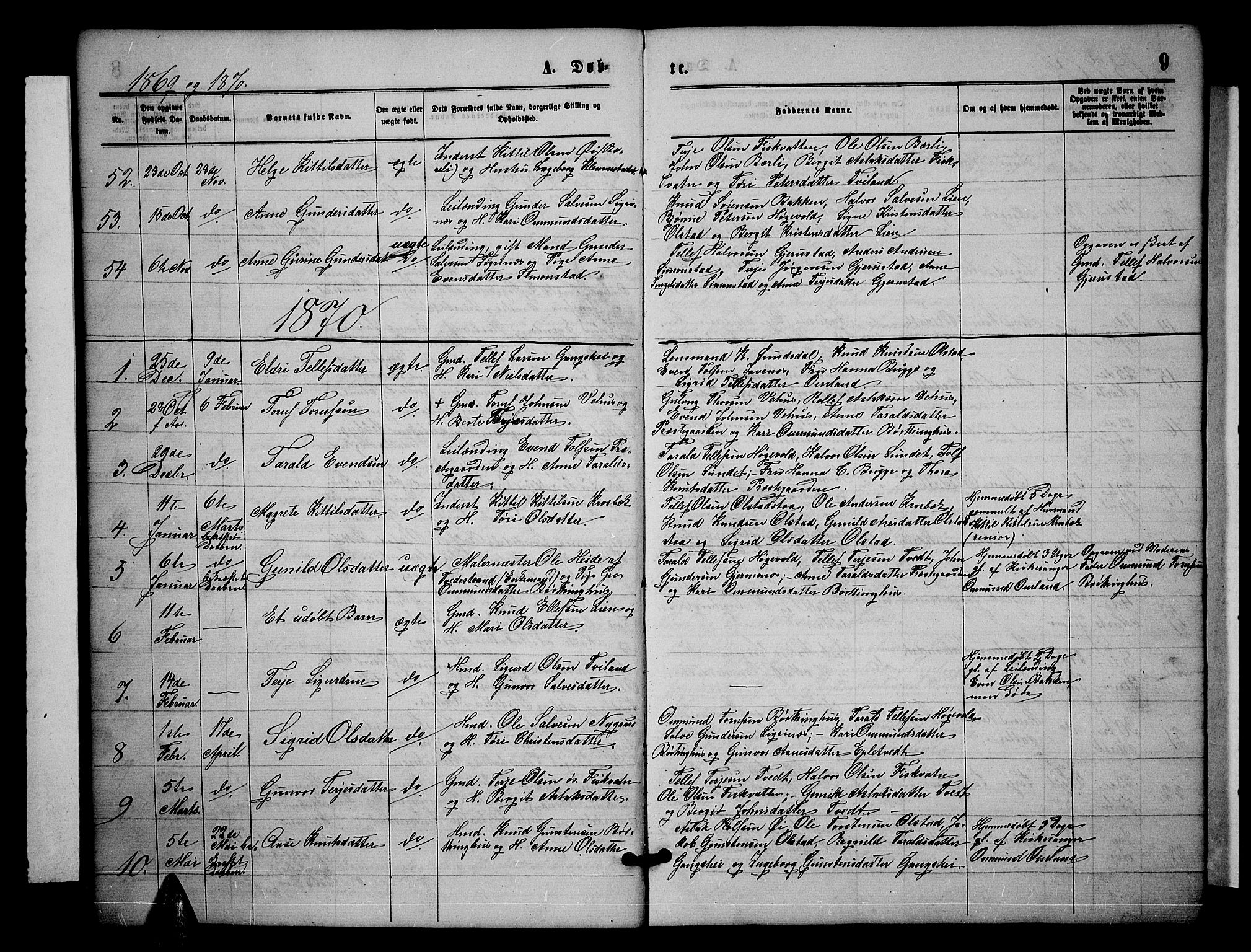 Åmli sokneprestkontor, SAK/1111-0050/F/Fb/Fbc/L0003: Parish register (copy) no. B 3, 1868-1888, p. 9