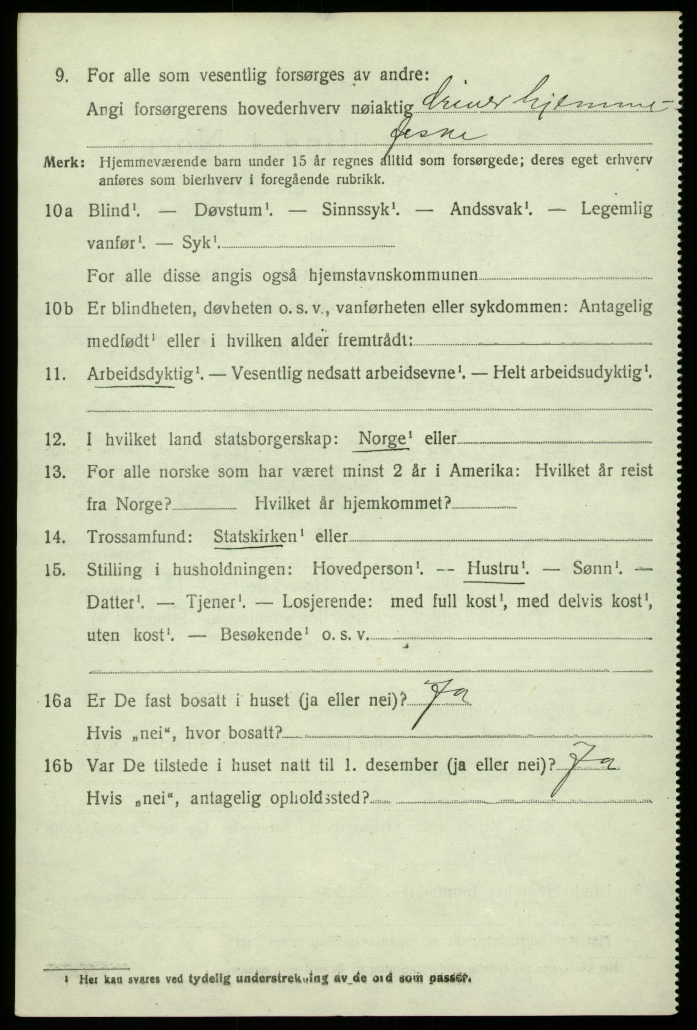SAB, 1920 census for Fjell, 1920, p. 3673