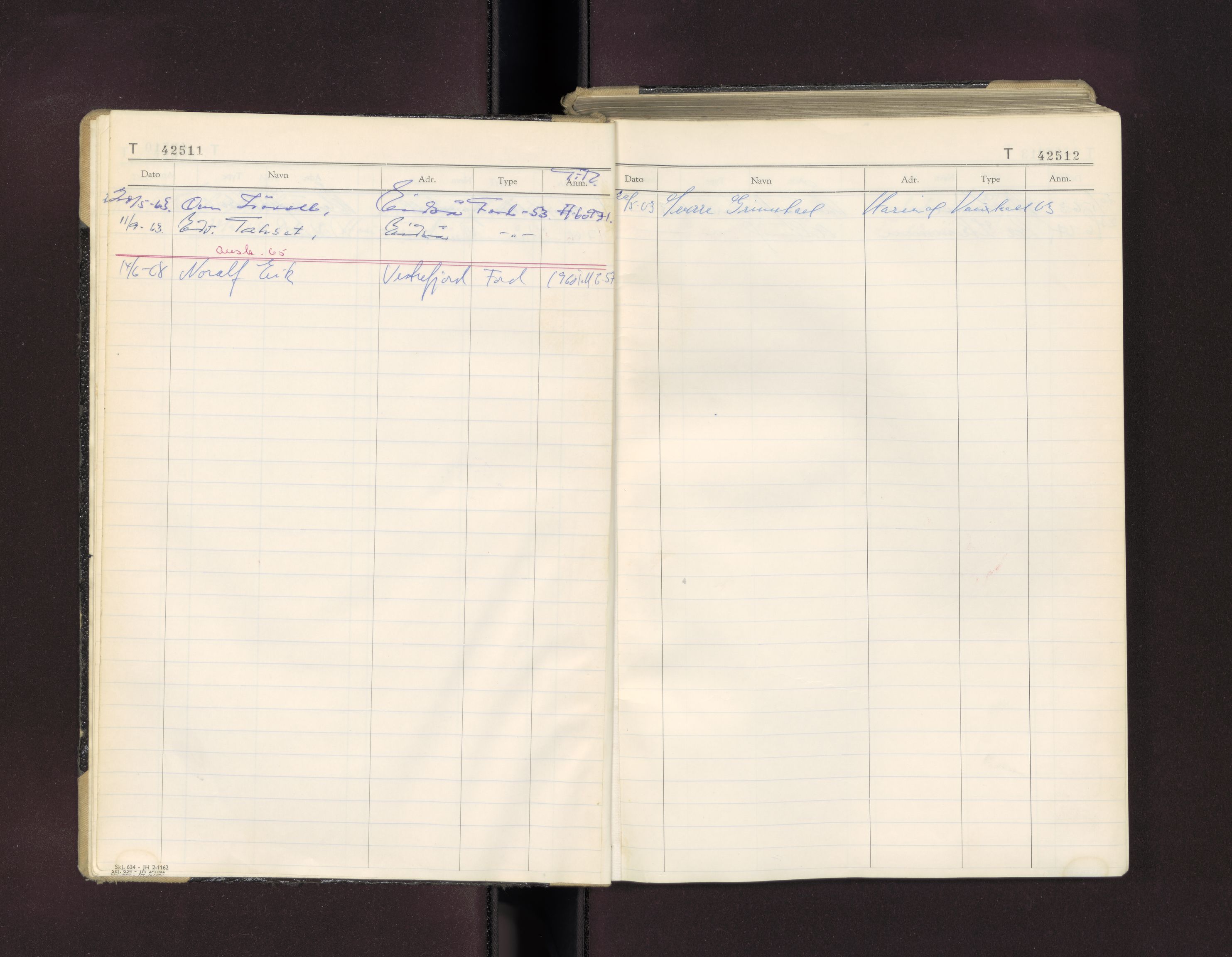 Møre og Romsdal vegkontor - Ålesund trafikkstasjon, AV/SAT-A-4099/F/Fc/L0038: Bilregister; T 42500 - T 42999, 1960-1970