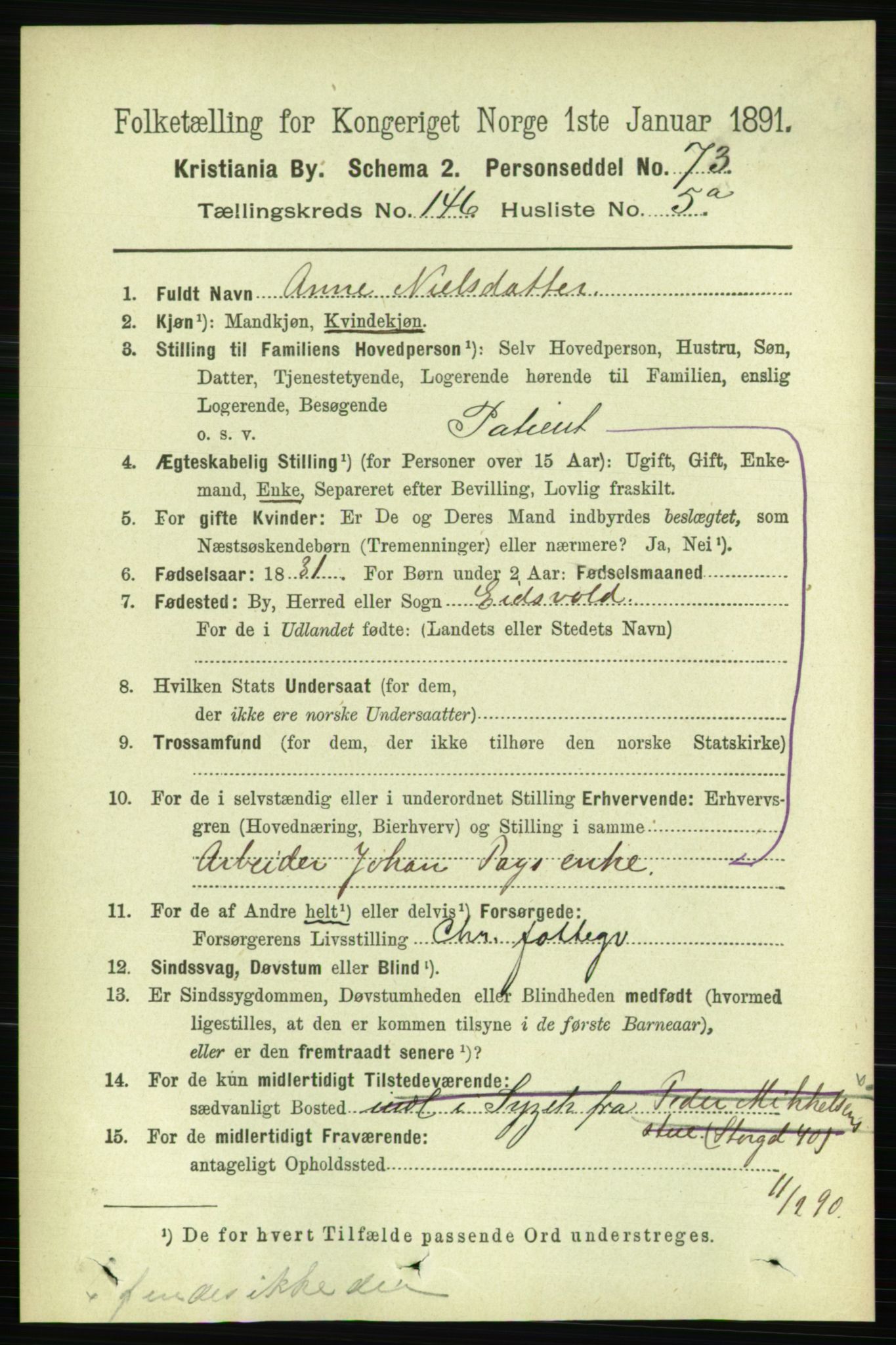 RA, 1891 census for 0301 Kristiania, 1891, p. 80827