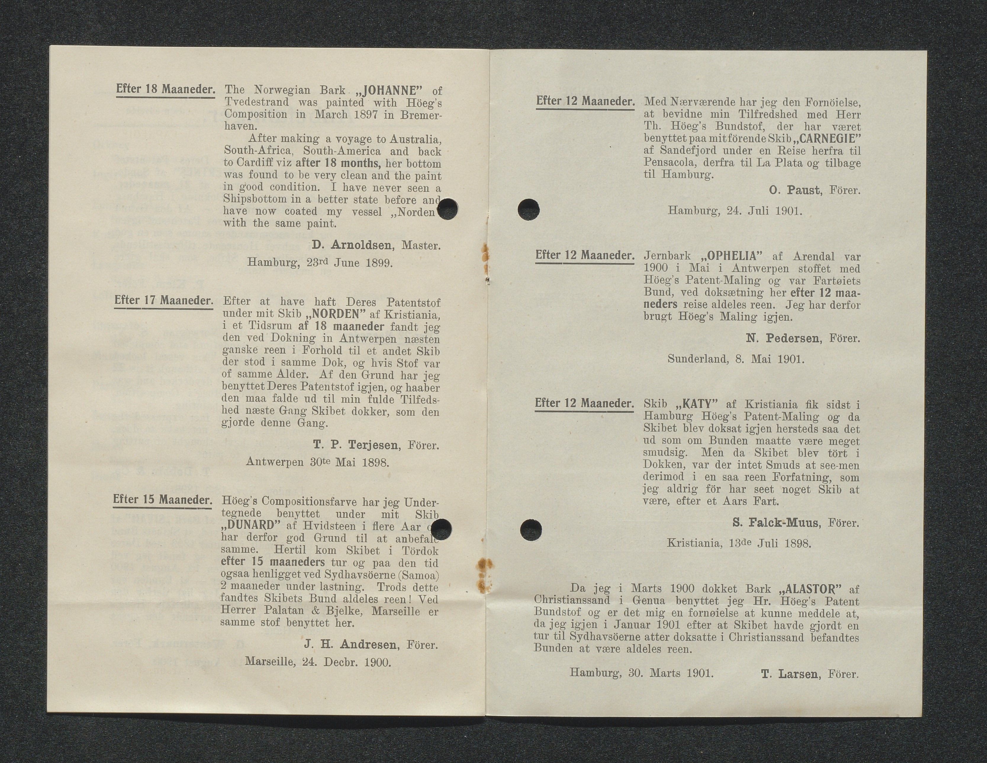 O. Terjesens rederi, AAKS/PA-2525/E/E01/L0013: Korrespondanse, 1904-1905