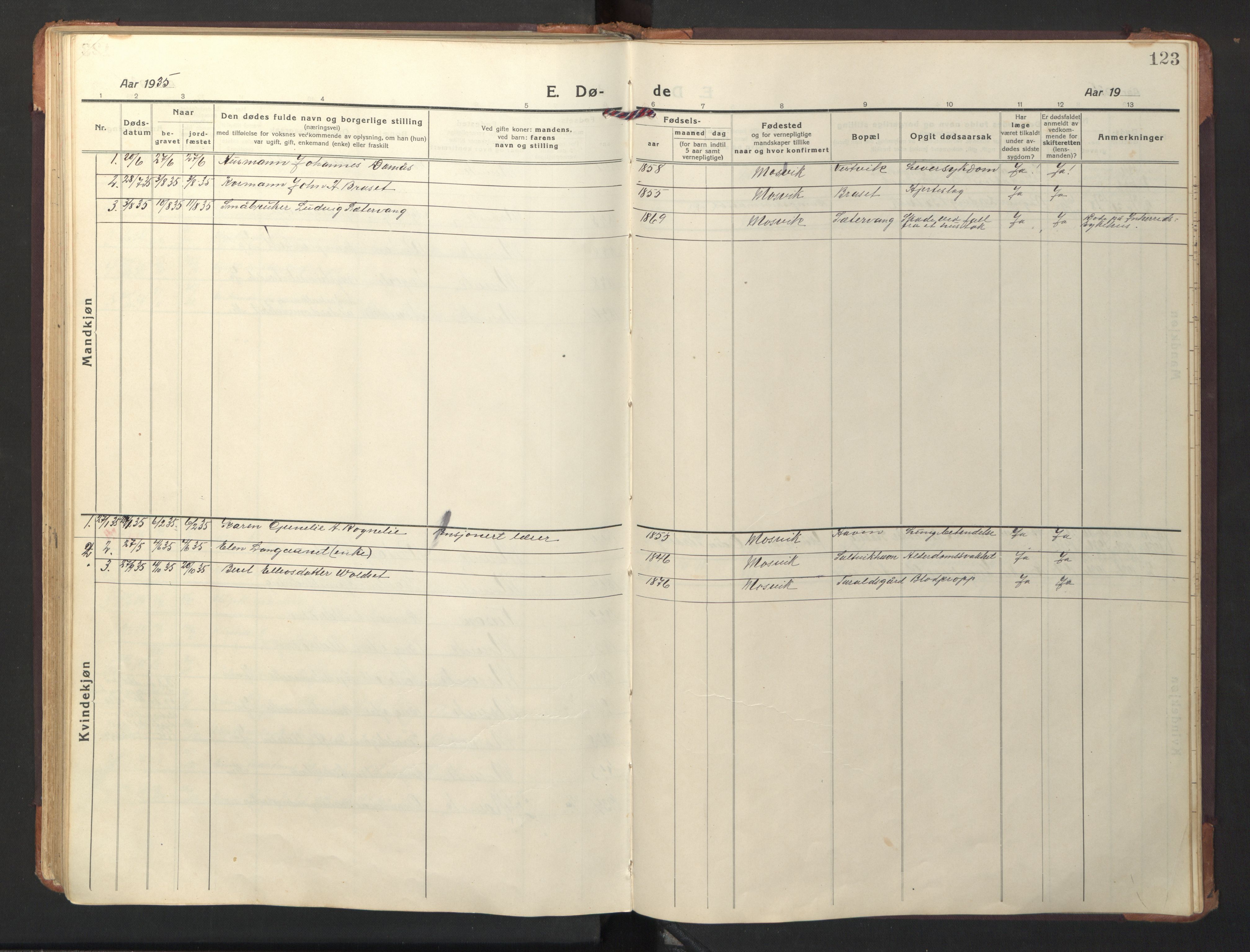 Ministerialprotokoller, klokkerbøker og fødselsregistre - Nord-Trøndelag, SAT/A-1458/733/L0328: Parish register (copy) no. 733C03, 1919-1966, p. 123