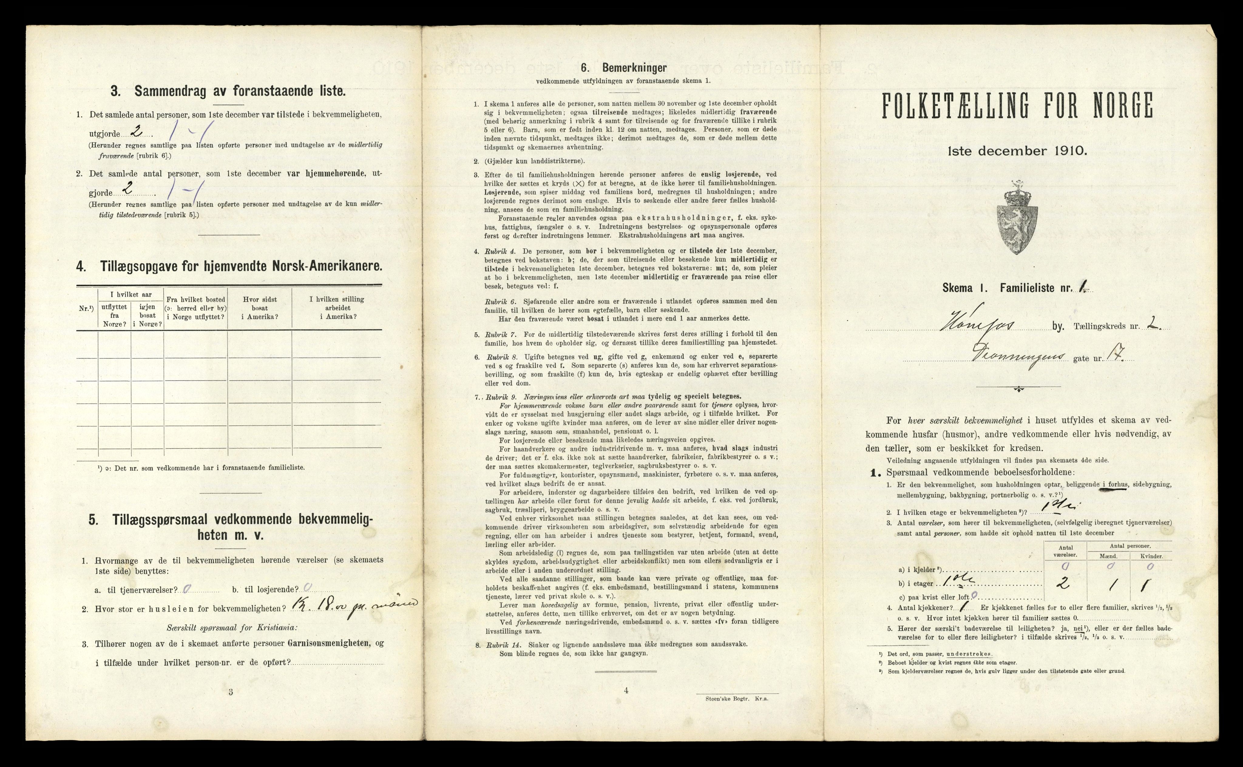 RA, 1910 census for Hønefoss, 1910, p. 265