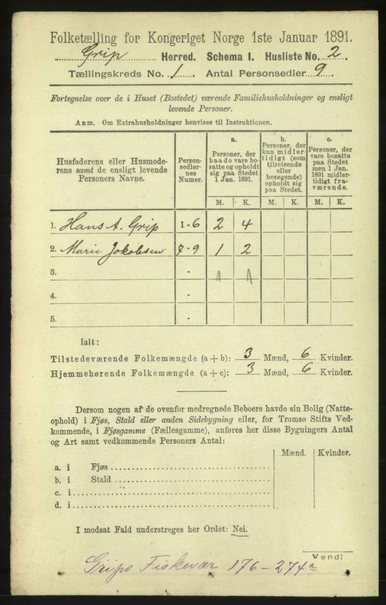 RA, 1891 census for 1556 Frei, 1891, p. 1626