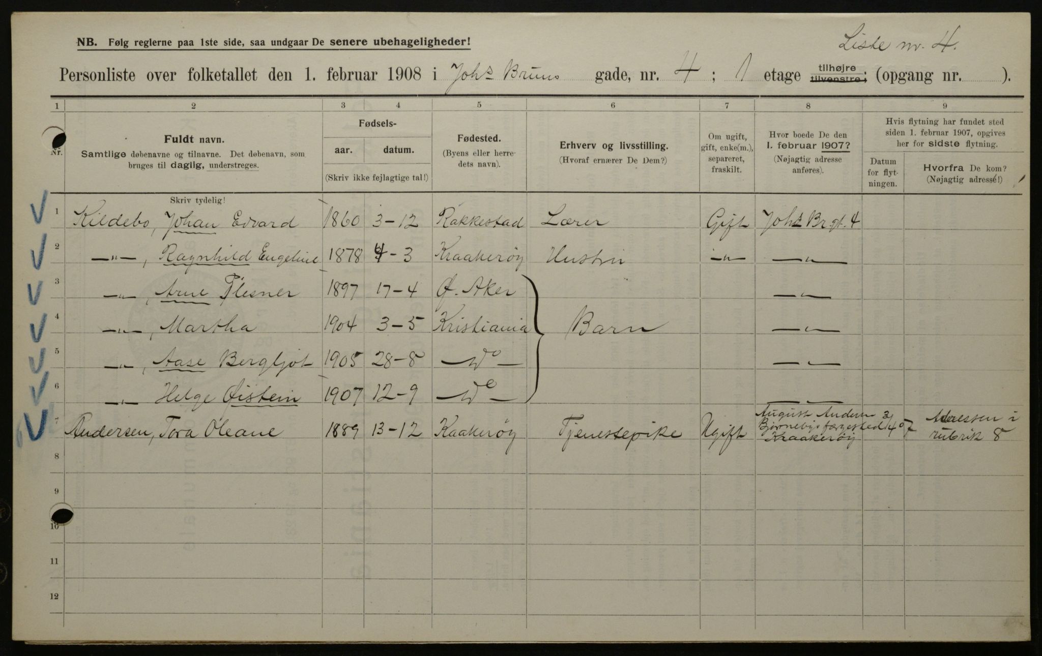 OBA, Municipal Census 1908 for Kristiania, 1908, p. 42044