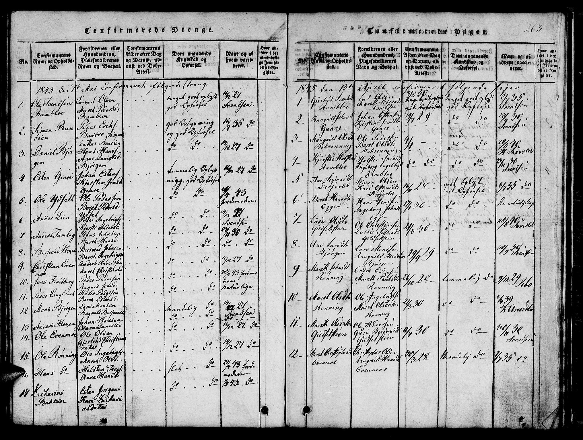 Ministerialprotokoller, klokkerbøker og fødselsregistre - Sør-Trøndelag, SAT/A-1456/685/L0976: Parish register (copy) no. 685C01, 1817-1878, p. 263