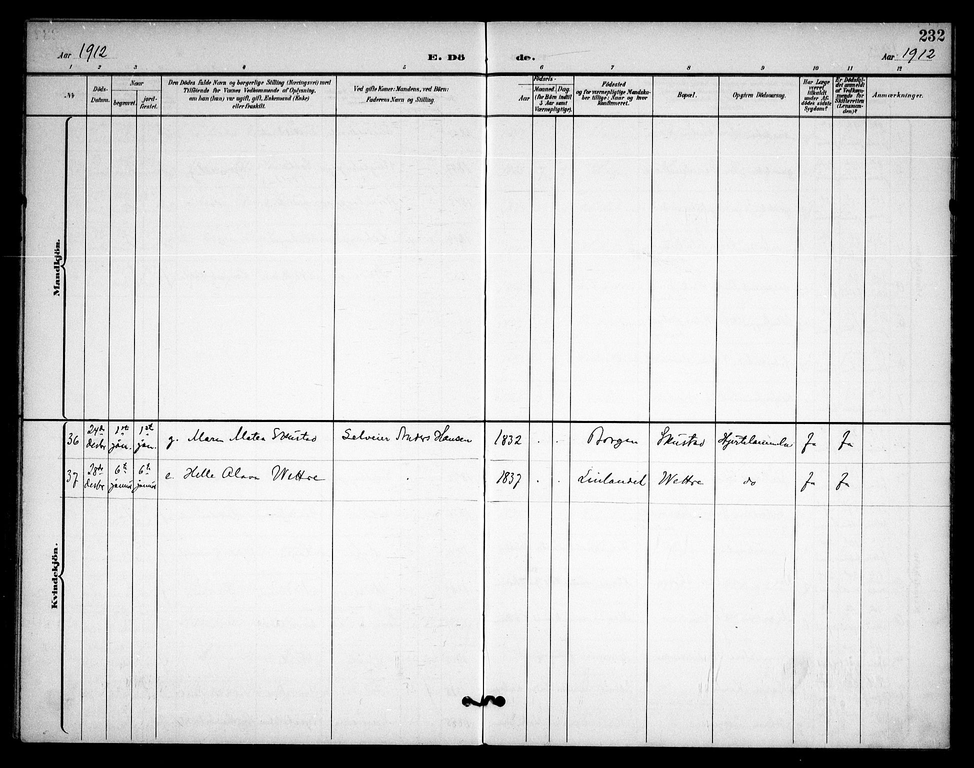 Asker prestekontor Kirkebøker, AV/SAO-A-10256a/F/Fa/L0015: Parish register (official) no. I 15, 1896-1915, p. 232