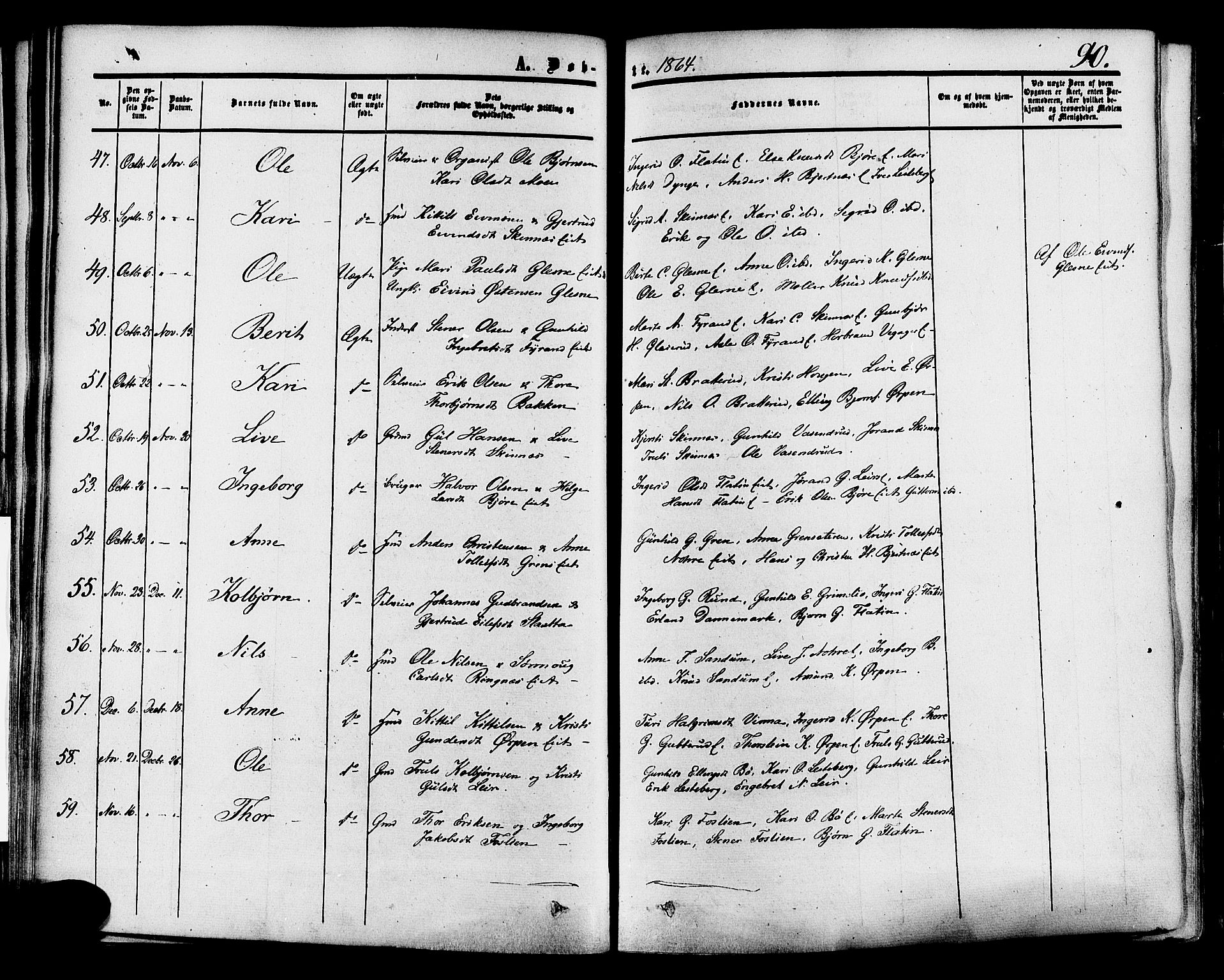 Krødsherad kirkebøker, SAKO/A-19/F/Fa/L0003: Parish register (official) no. 3, 1851-1872, p. 90