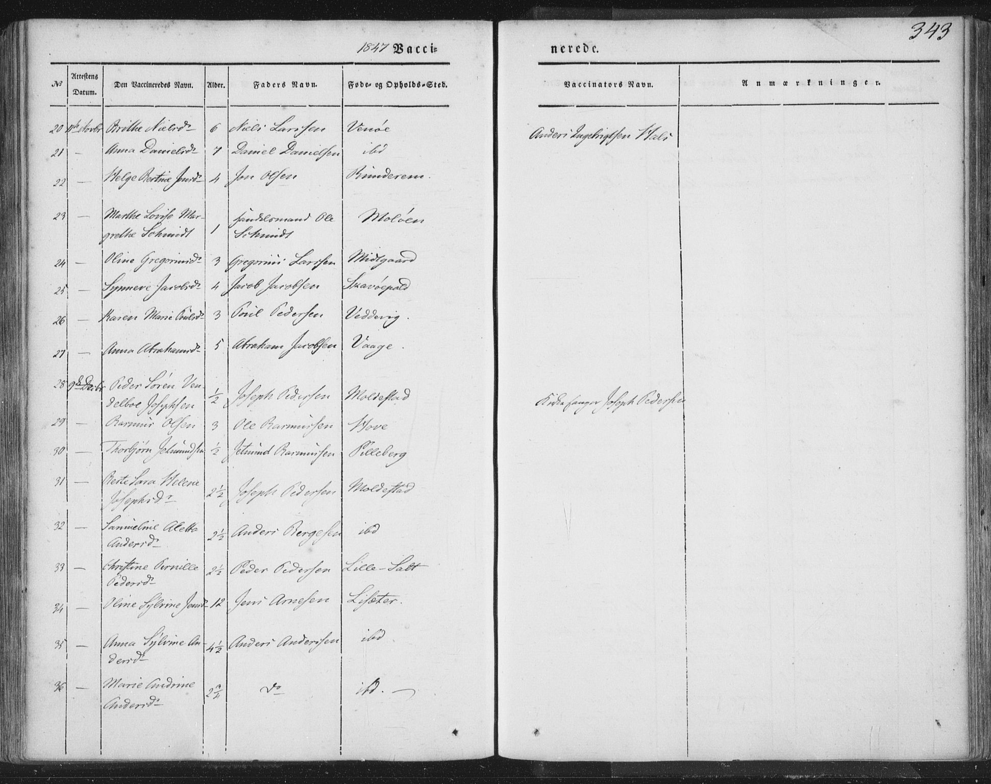 Selje sokneprestembete, AV/SAB-A-99938/H/Ha/Haa/Haaa: Parish register (official) no. A 10, 1844-1858, p. 343