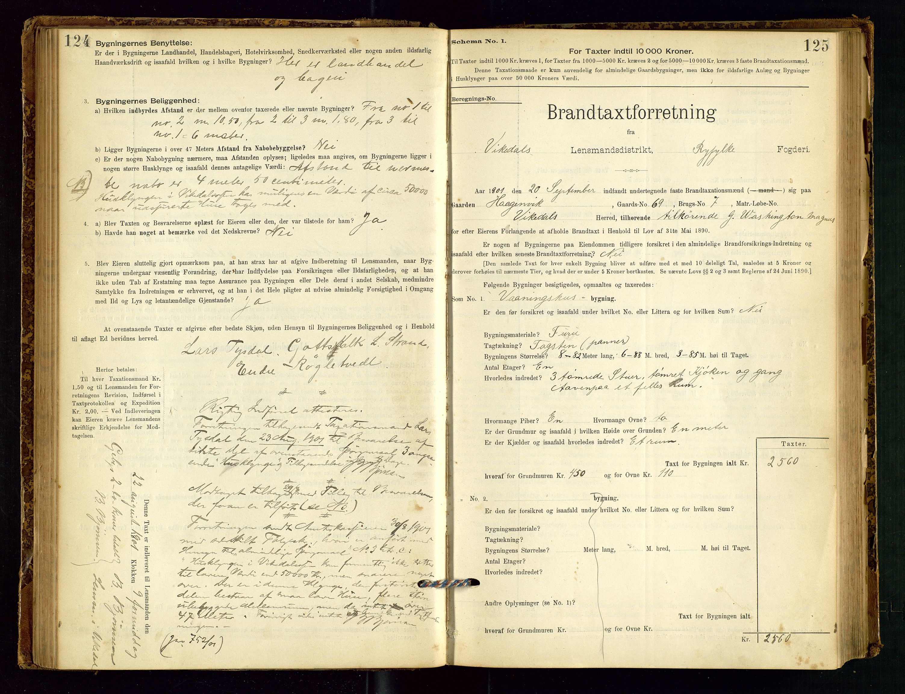 Vikedal lensmannskontor, SAST/A-100179/Gob/L0004: Branntakstprotokoll, 1894-1952, p. 124-125